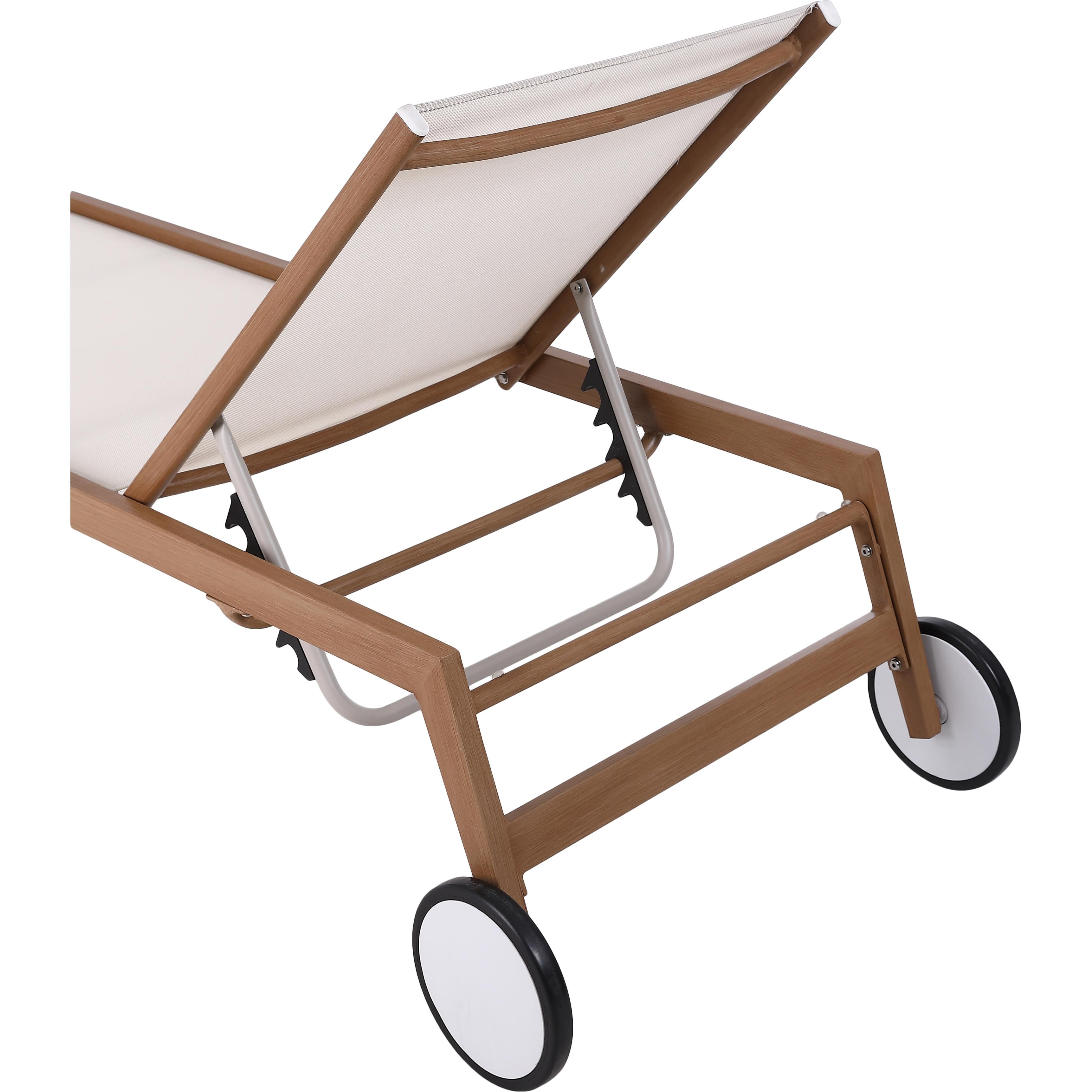 Meridian Maui Cream Water Resistant Fabric Outdoor Patio Lounger