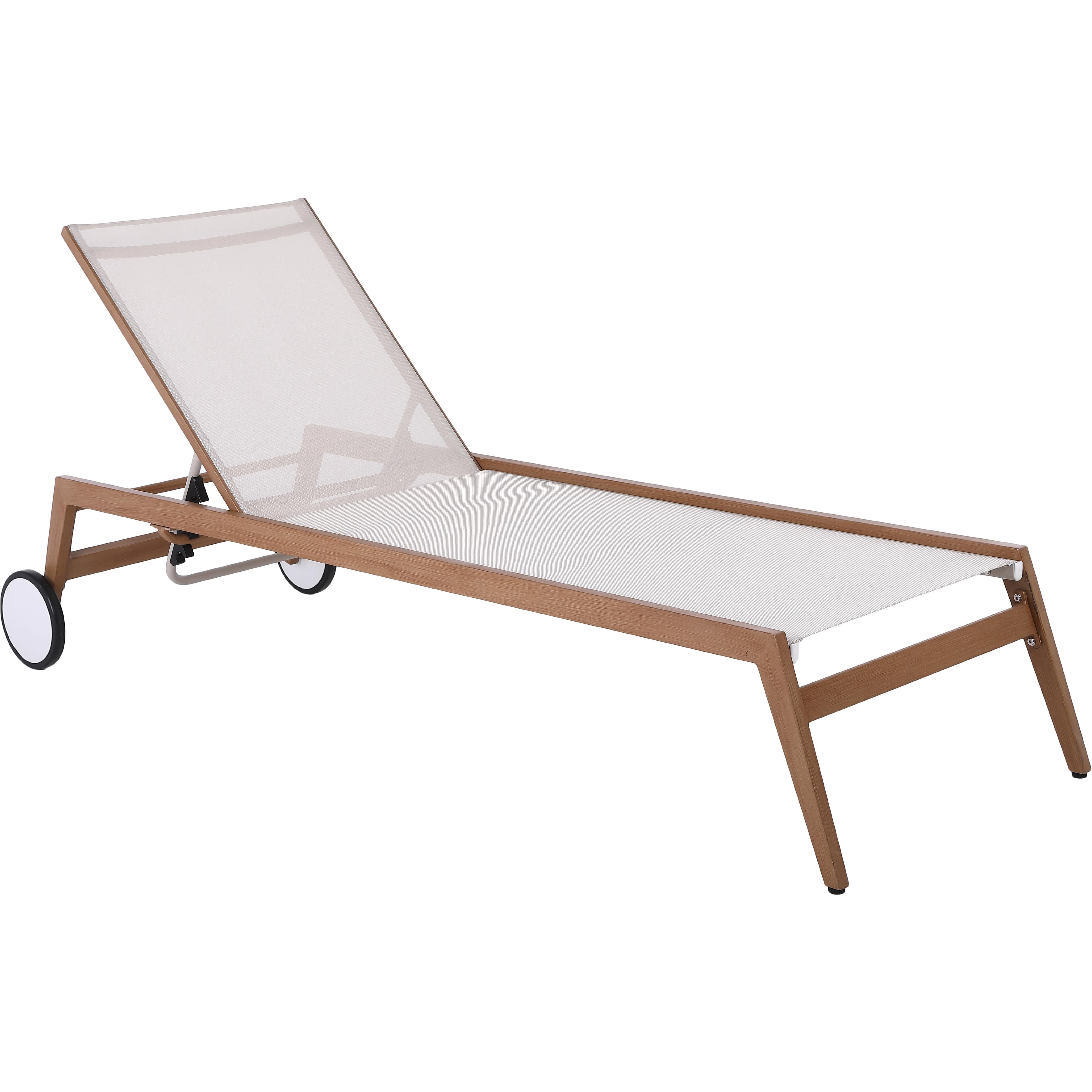 Meridian Maui Cream Water Resistant Fabric Outdoor Patio Lounger