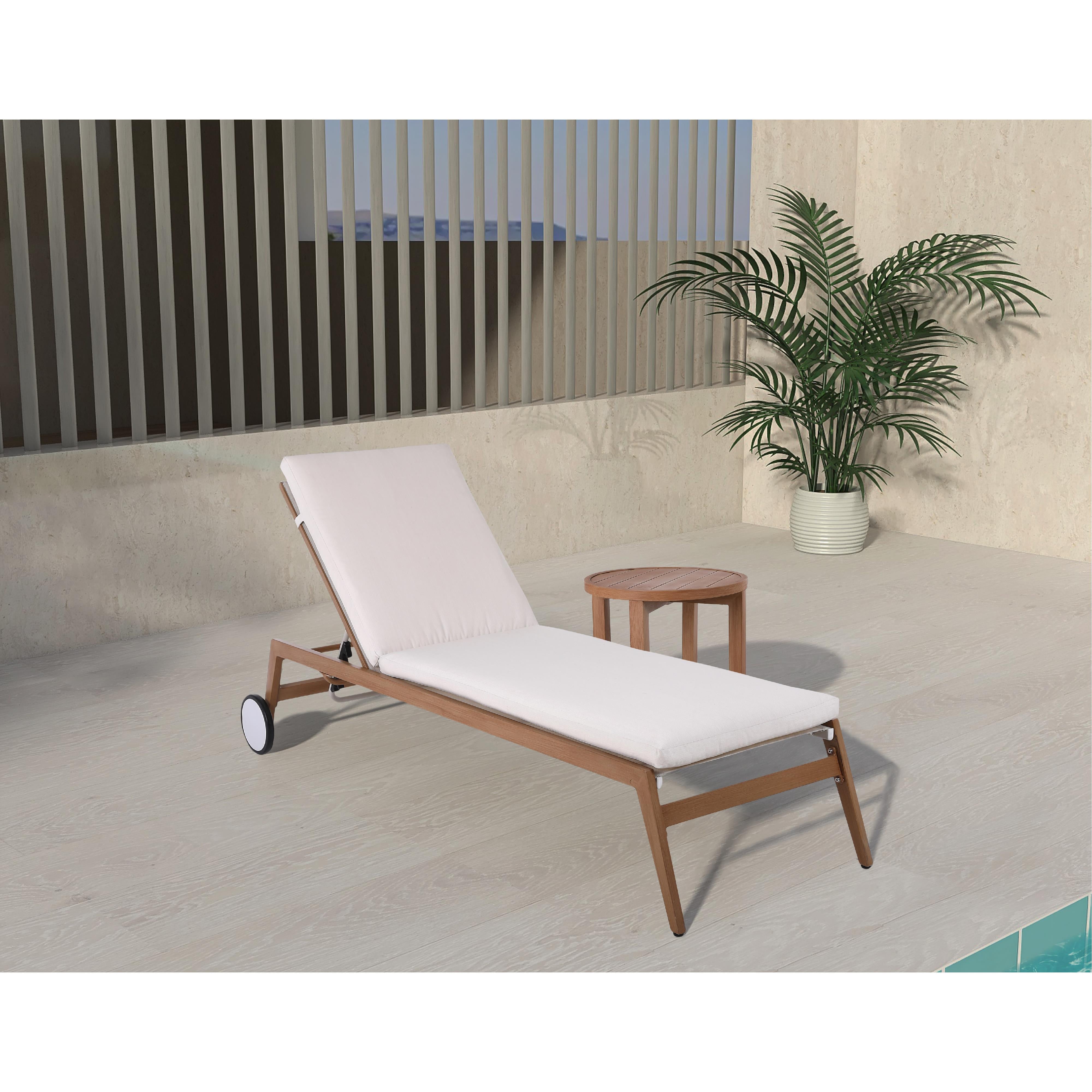 Meridian Maui Cream Water Resistant Fabric Outdoor Patio Lounger
