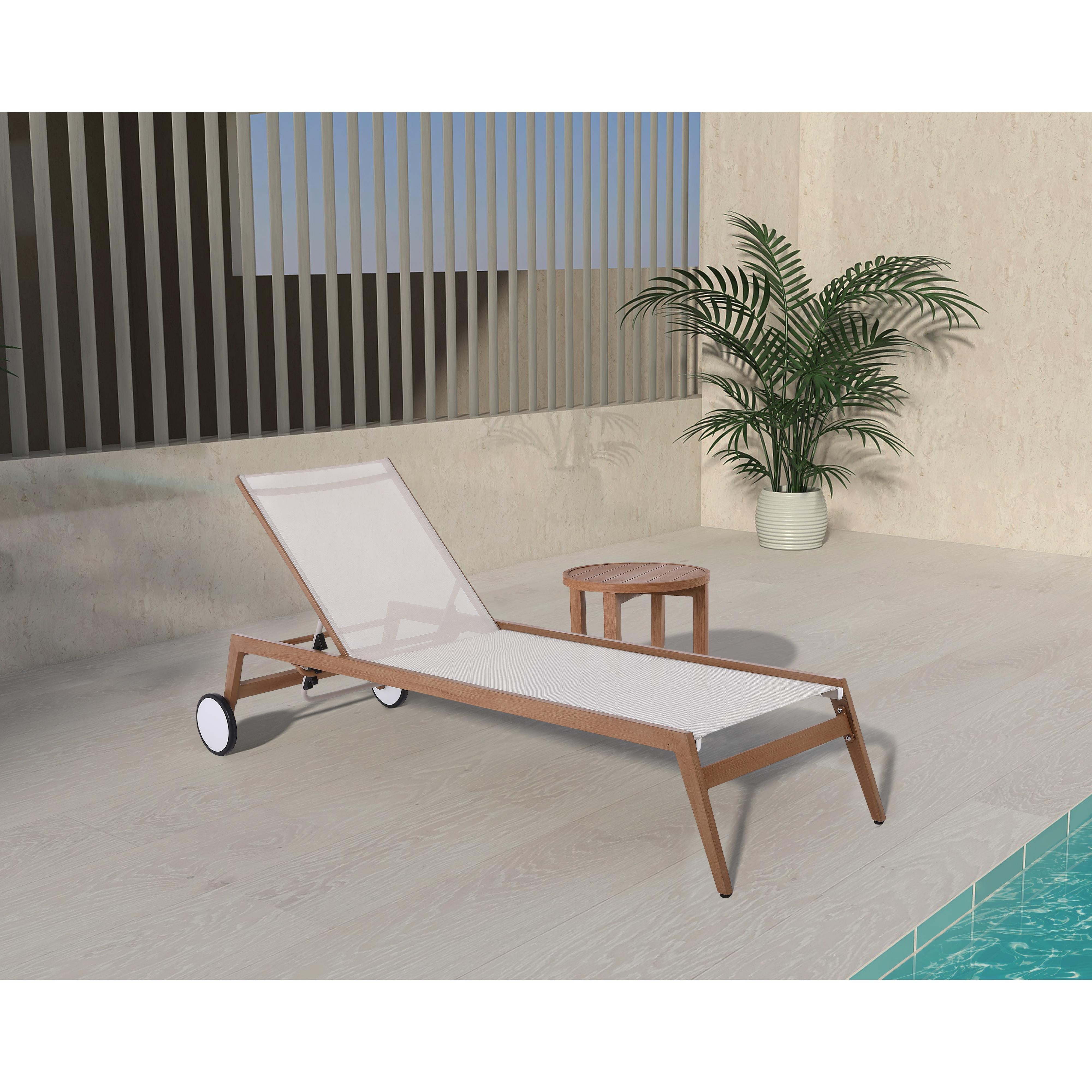 Meridian Maui Cream Water Resistant Fabric Outdoor Patio Lounger