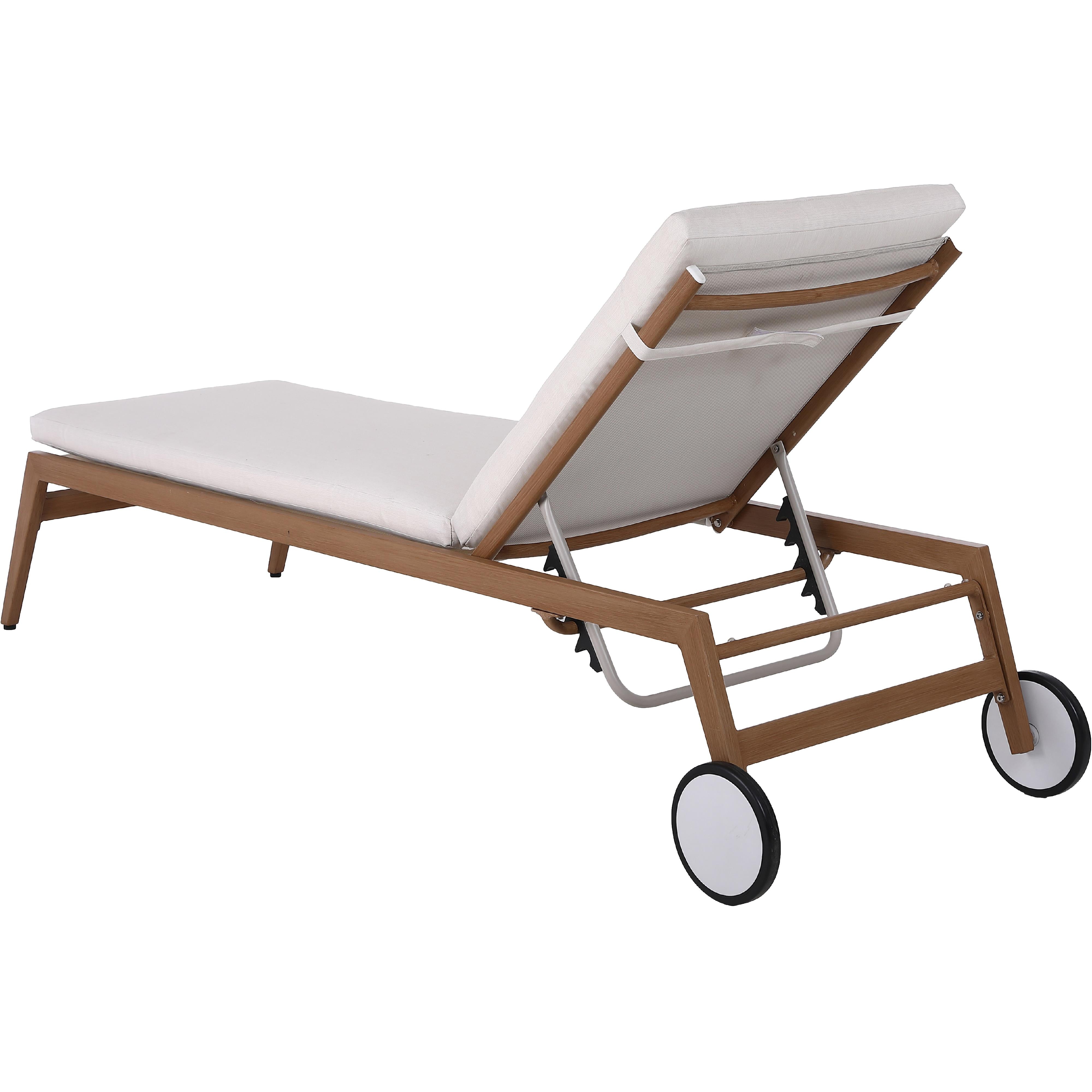 Meridian Maui Cream Water Resistant Fabric Outdoor Patio Lounger