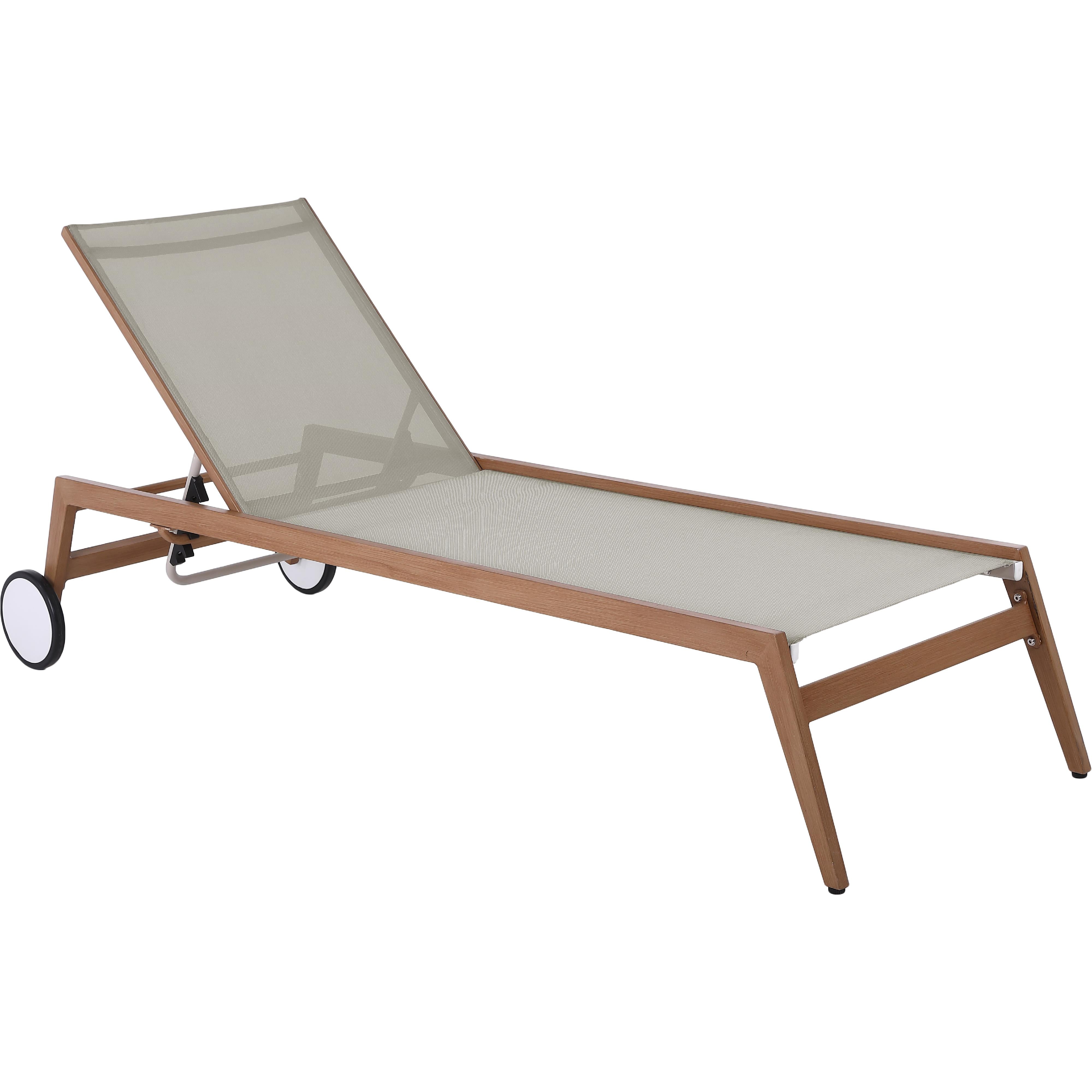 Meridian Maui Grey Water Resistant Fabric Outdoor Patio Lounger