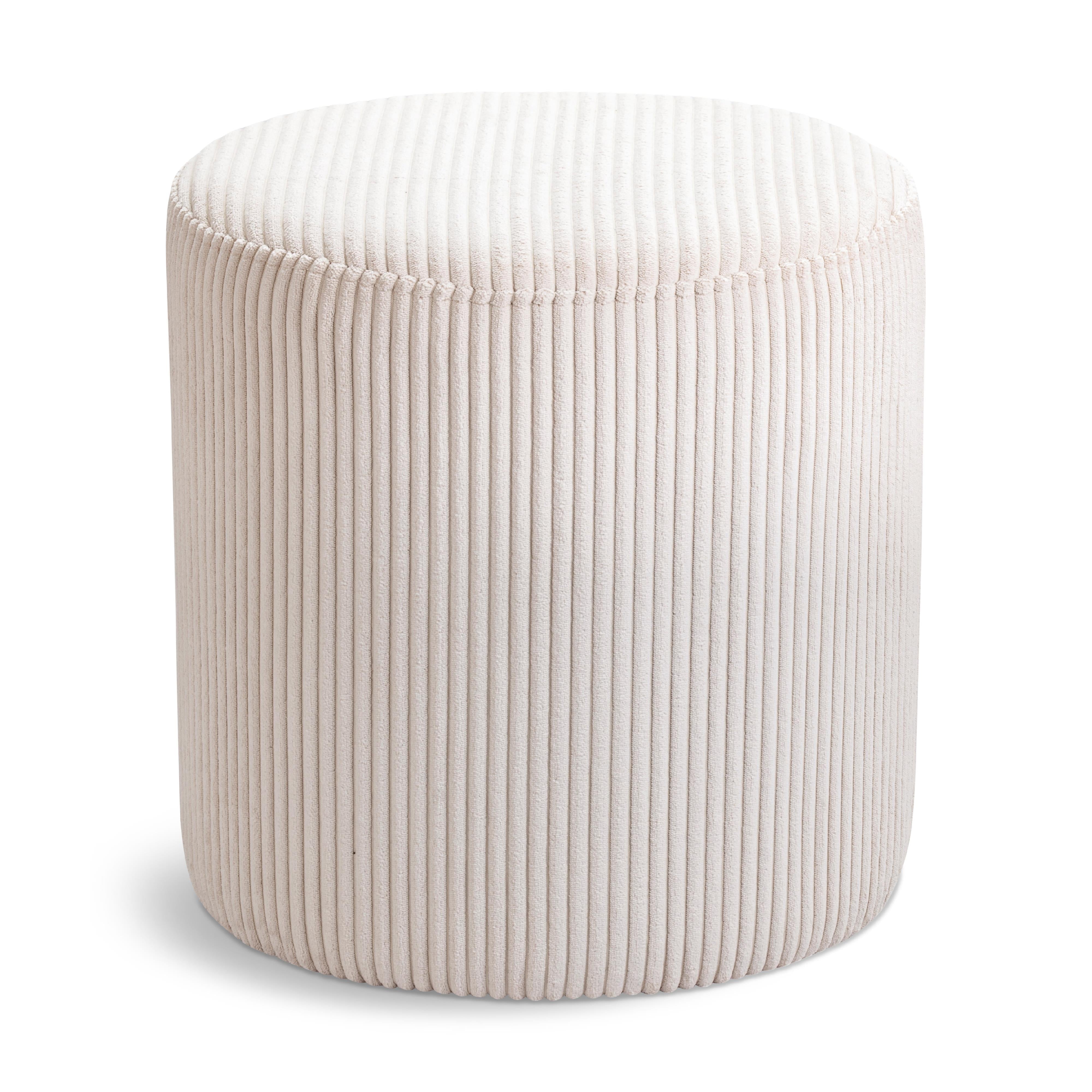 Meridian Roy Beige Microsuede Fabric Ottoman/Stool