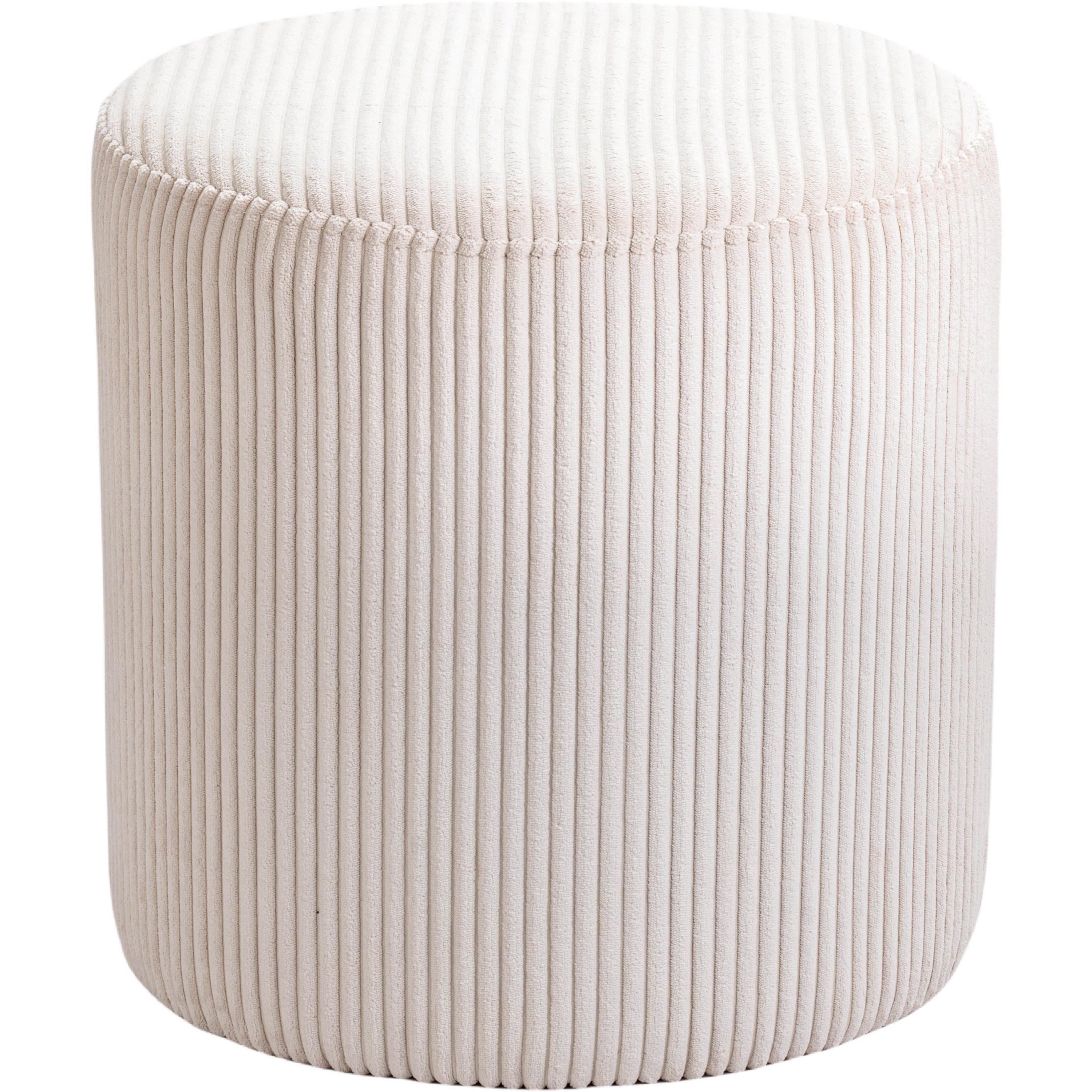 Meridian Roy Beige Microsuede Fabric Ottoman/Stool