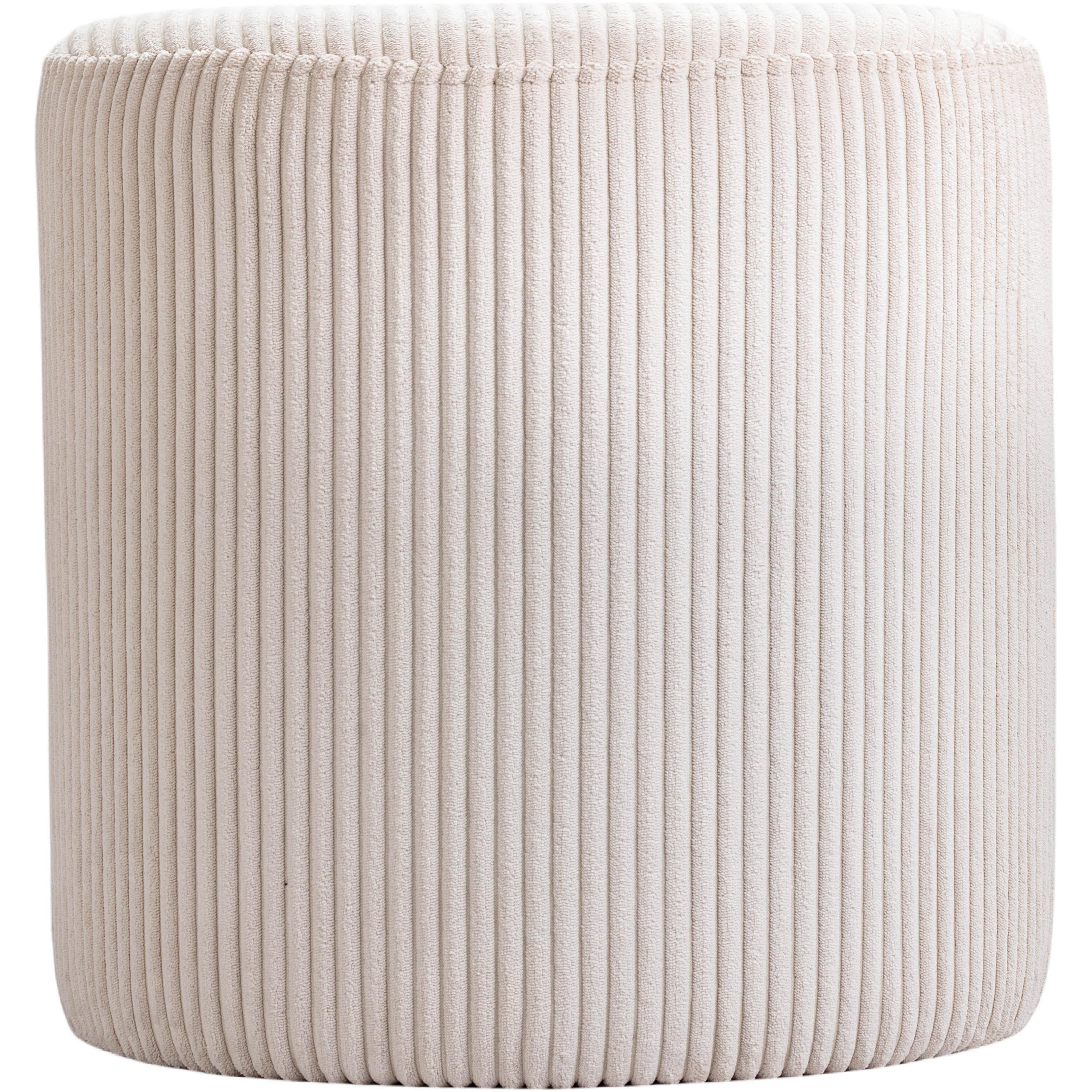 Meridian Roy Beige Microsuede Fabric Ottoman/Stool