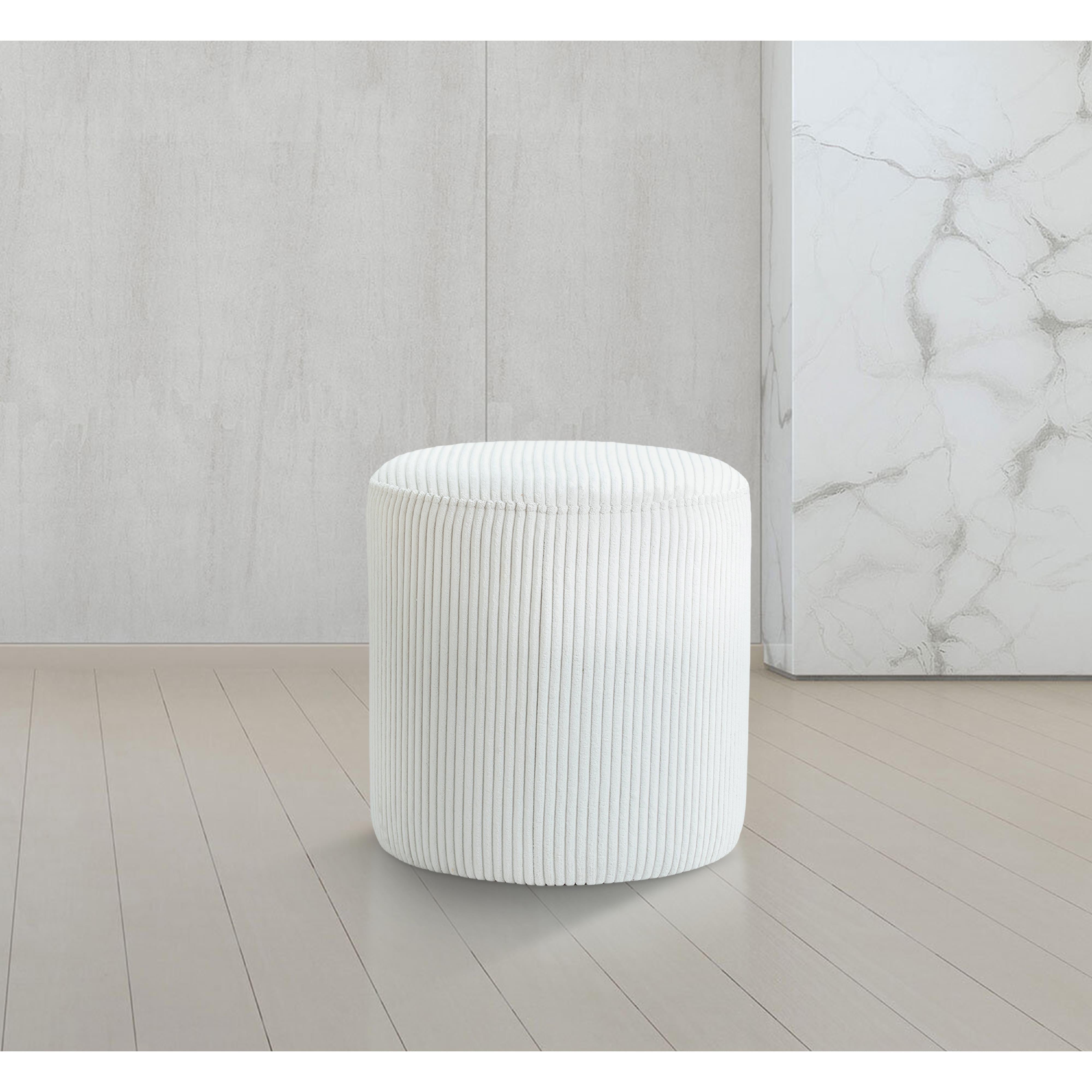 Meridian Roy Cream Microsuede Fabric Ottoman/Stool