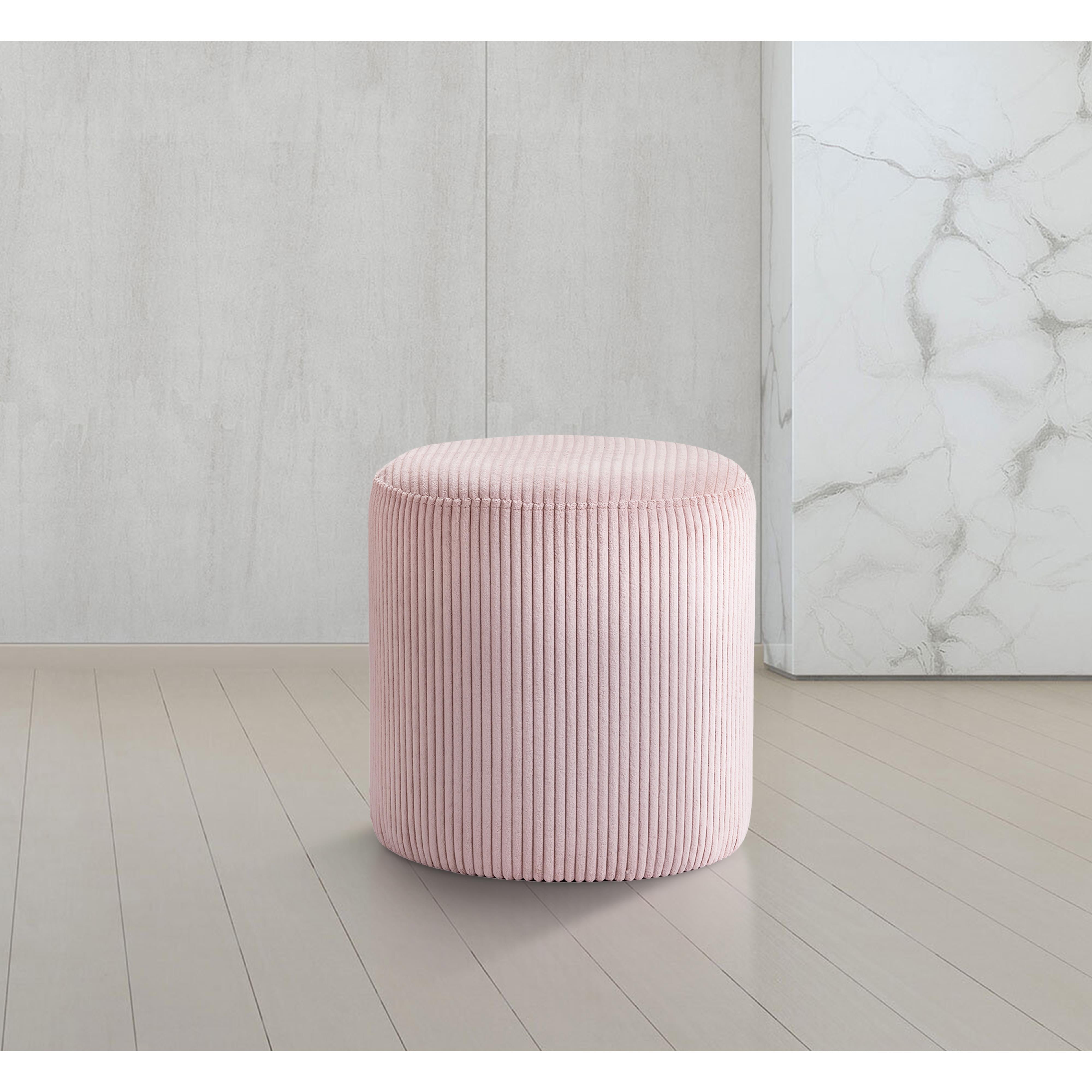 Meridian Roy Pink Microsuede Fabric Ottoman/Stool