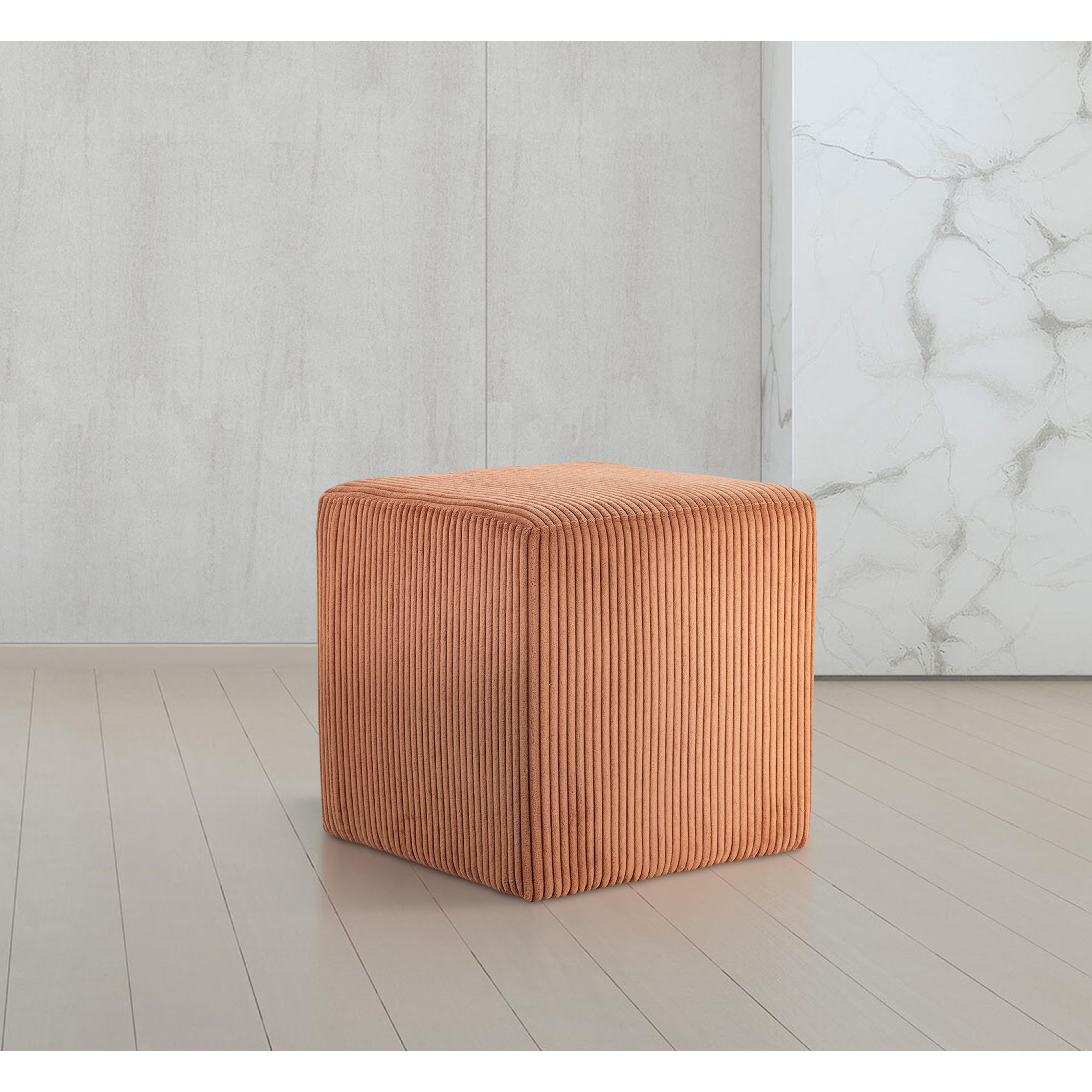 Meridian Roy Cognac Microsuede Fabric Ottoman/Stool