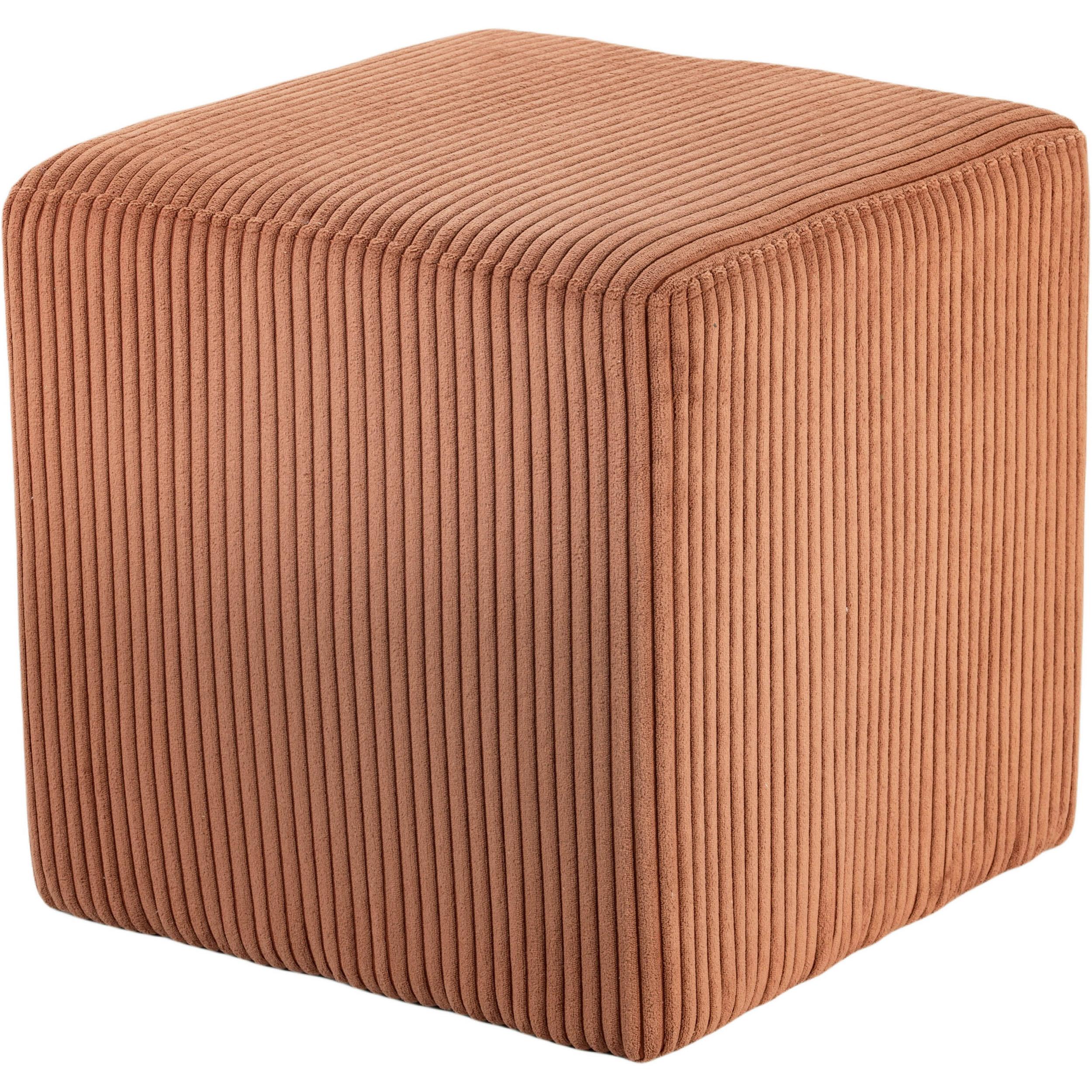 Meridian Roy Cognac Microsuede Fabric Ottoman/Stool