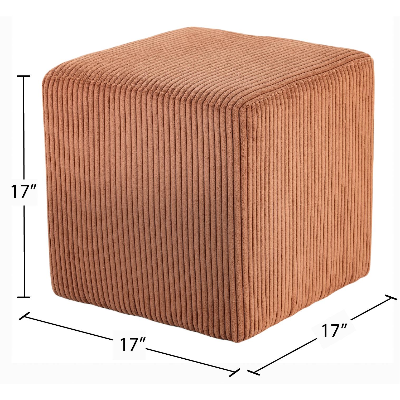 Meridian Roy Cognac Microsuede Fabric Ottoman/Stool