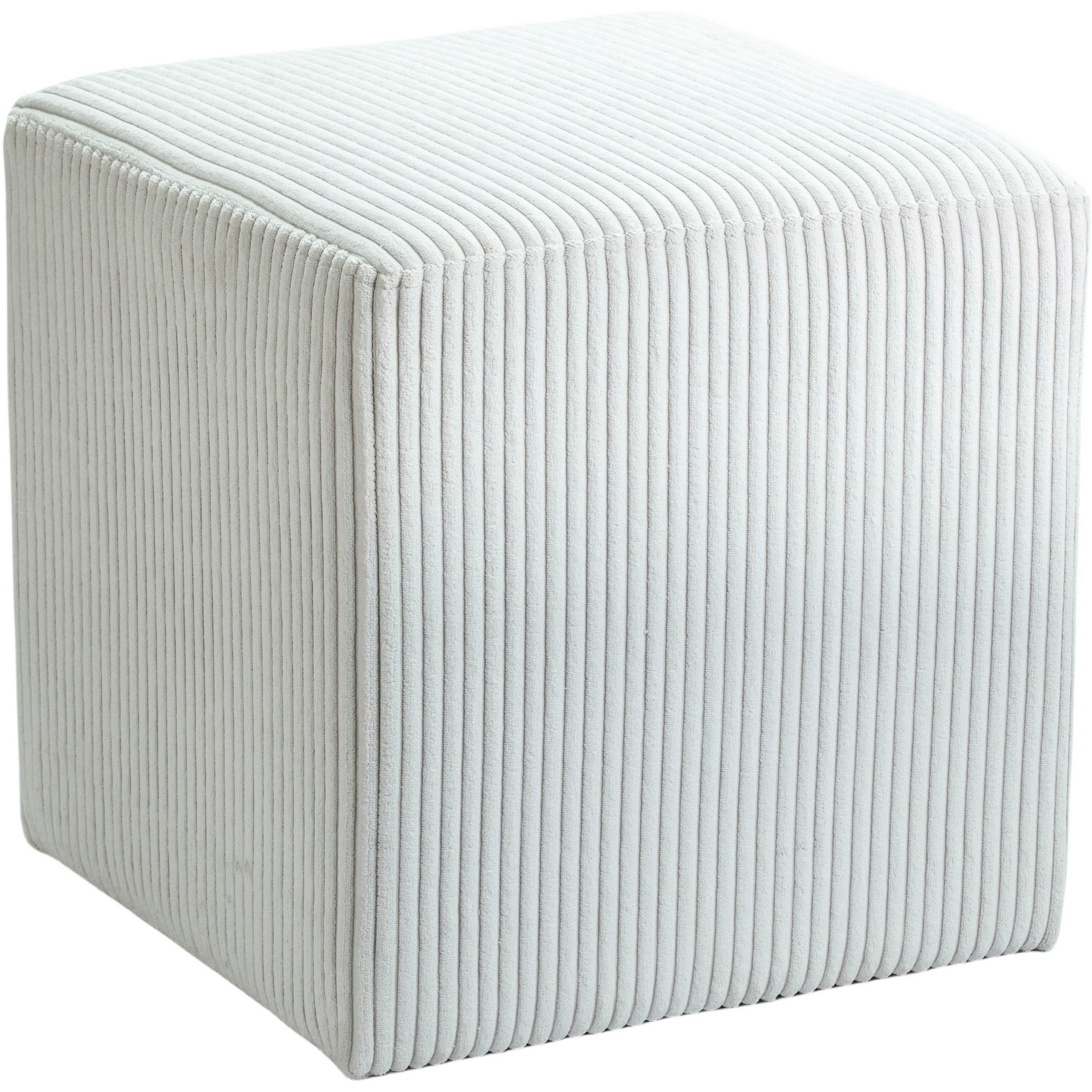 Meridian Roy Cream Microsuede Fabric Ottoman/Stool