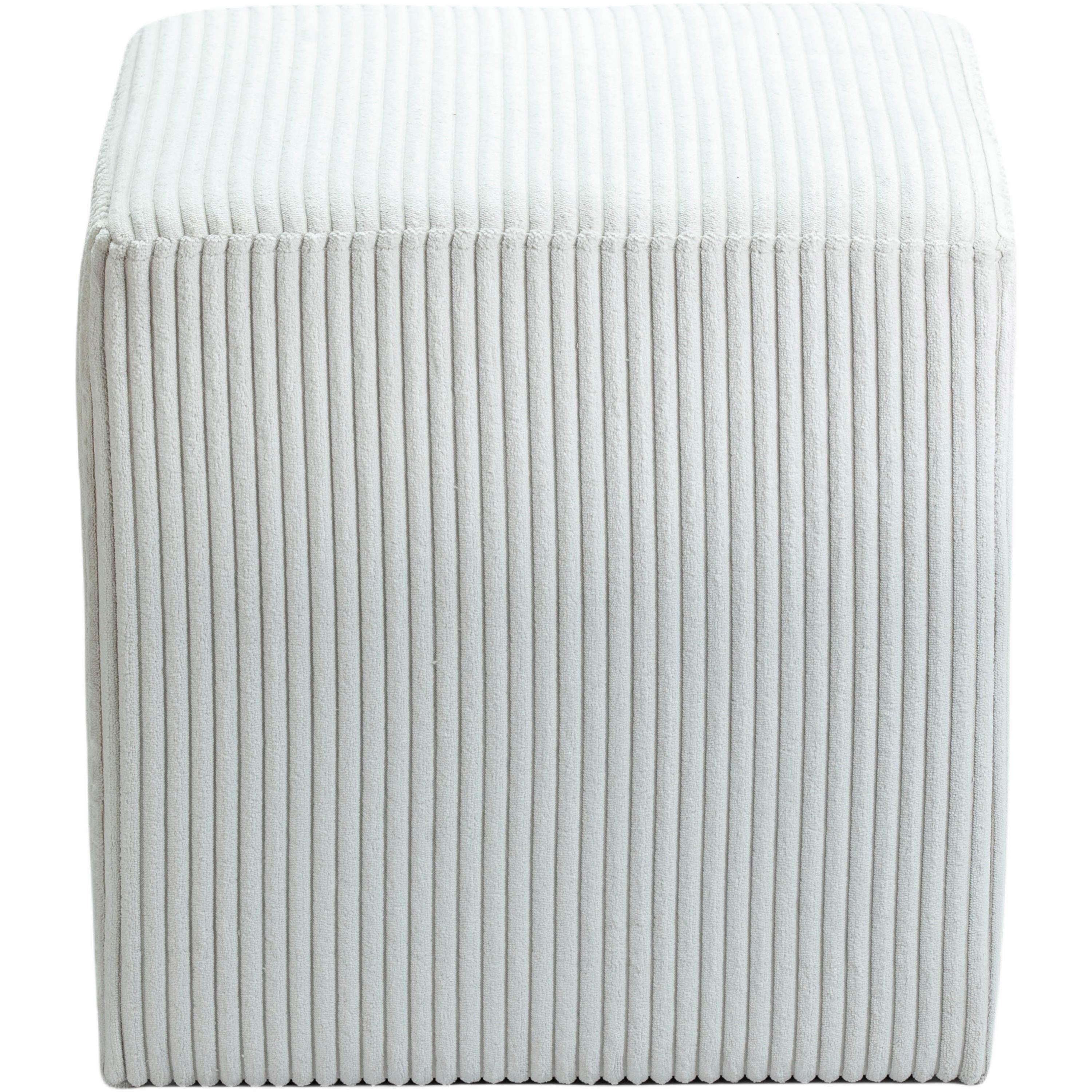 Meridian Roy Cream Microsuede Fabric Ottoman/Stool