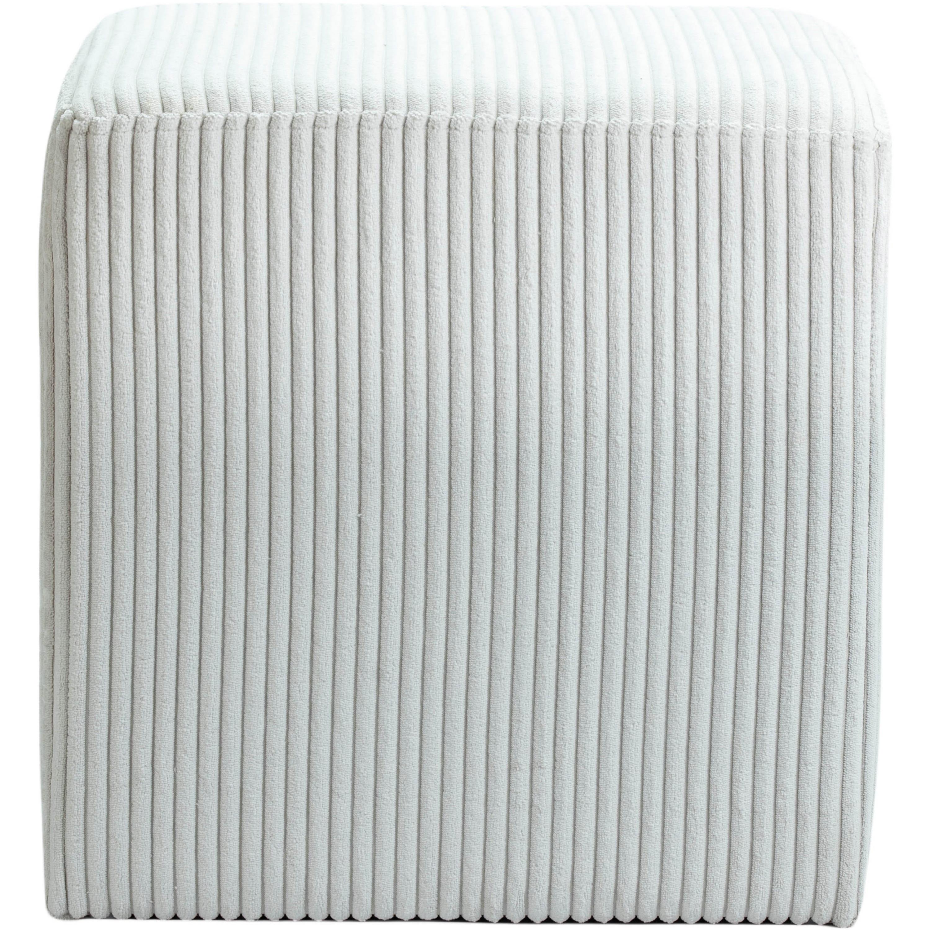 Meridian Roy Cream Microsuede Fabric Ottoman/Stool