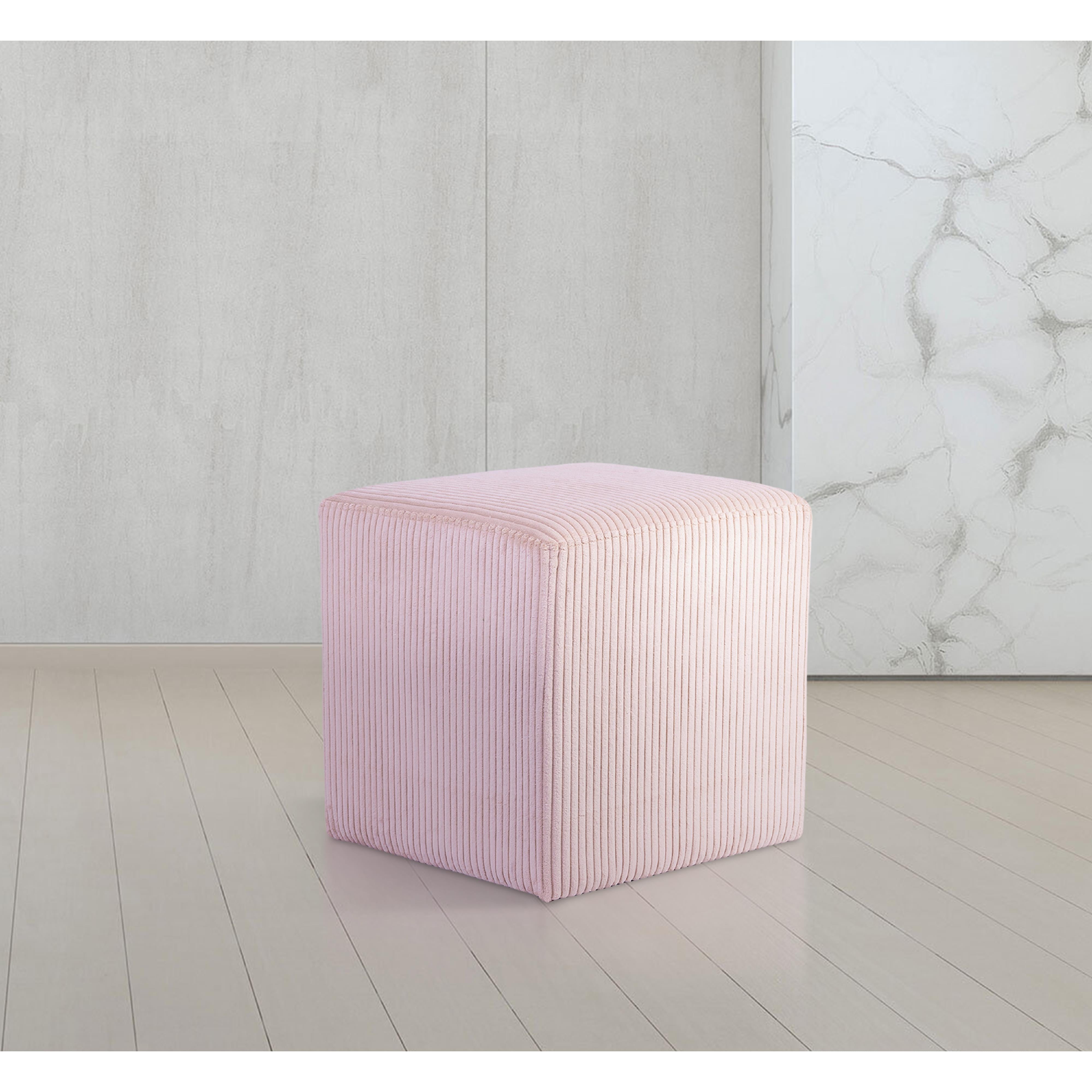 Meridian Roy Pink Microsuede Fabric Ottoman/Stool