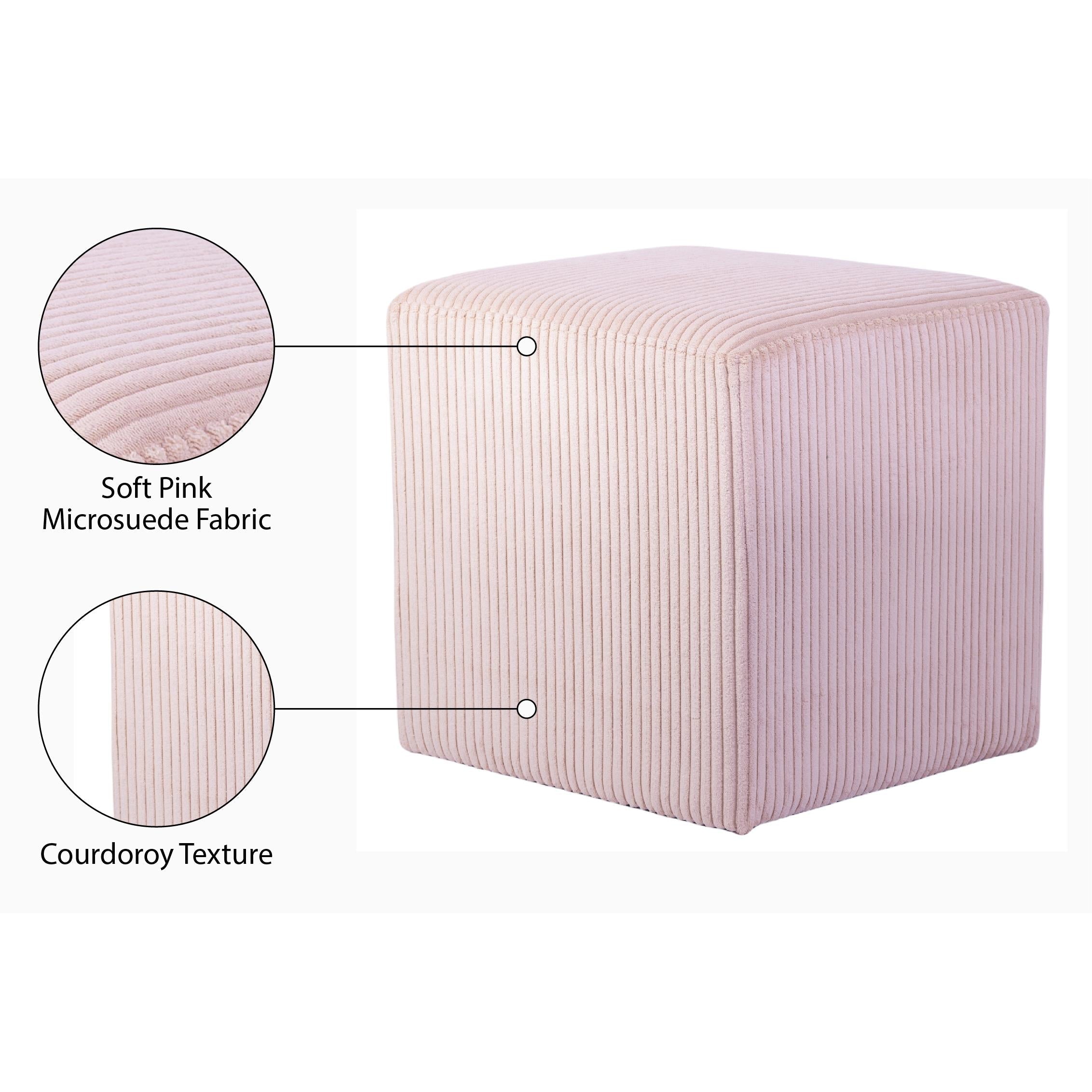 Meridian Roy Pink Microsuede Fabric Ottoman/Stool