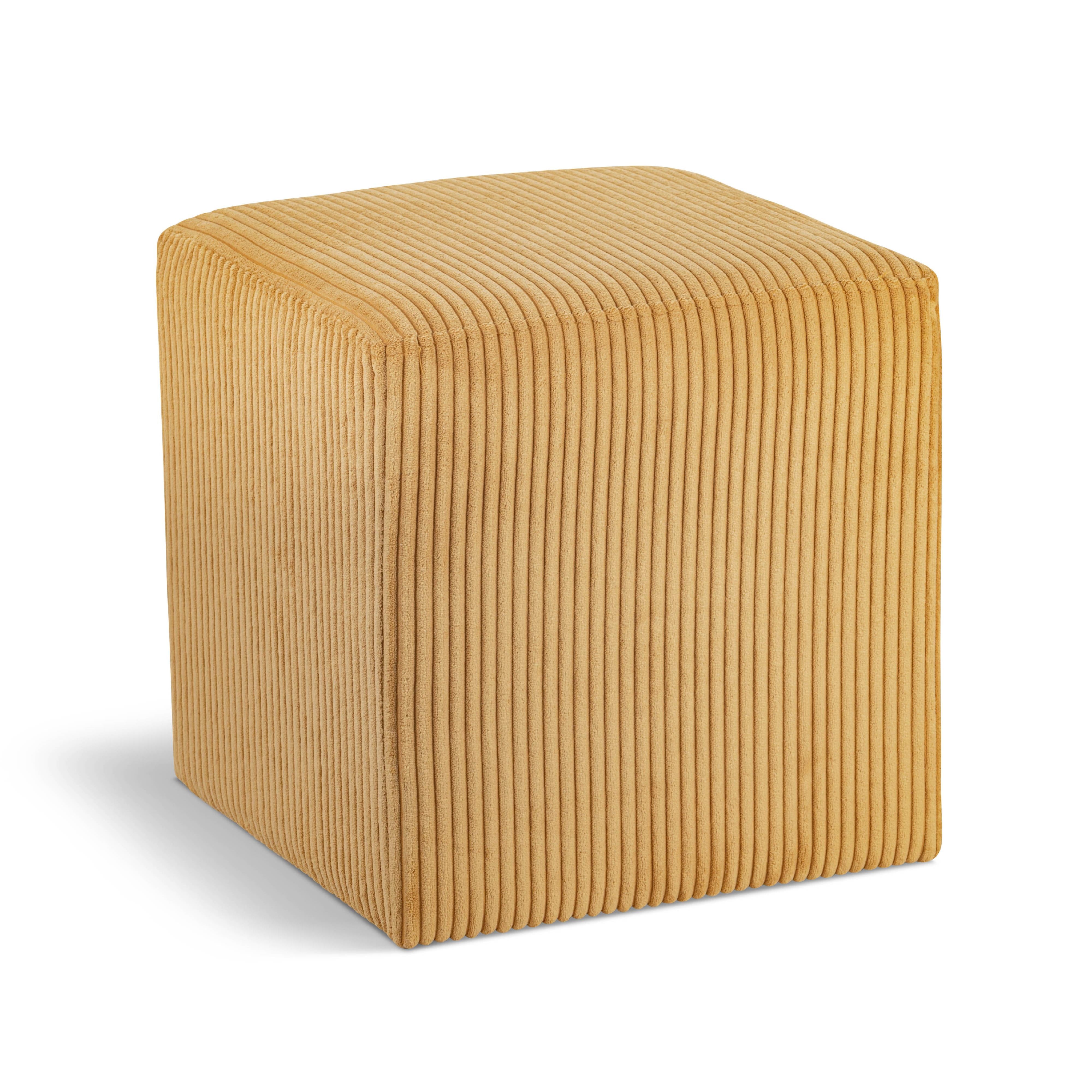 Meridian Roy Yellow Microsuede Fabric Ottoman/Stool