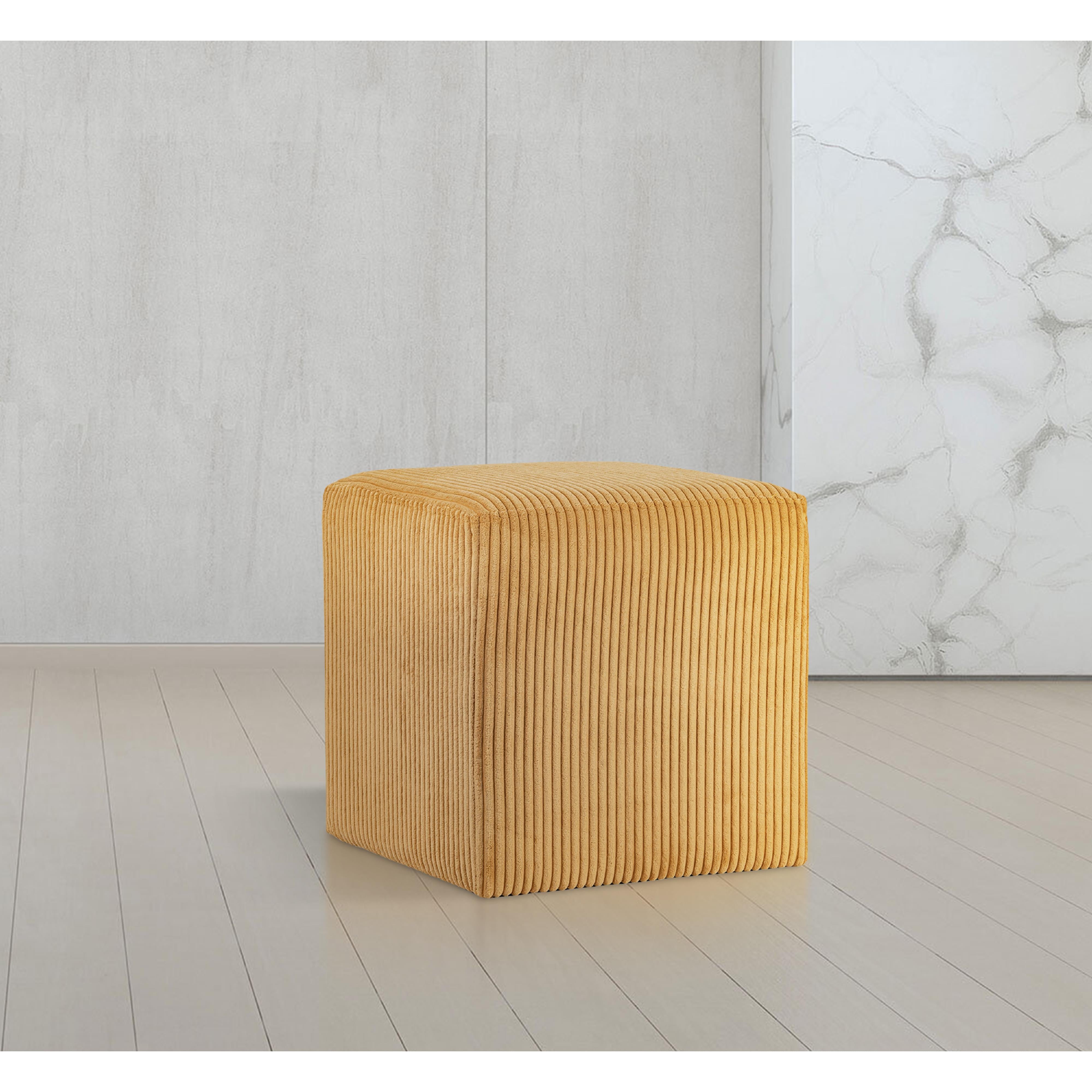 Meridian Roy Yellow Microsuede Fabric Ottoman/Stool