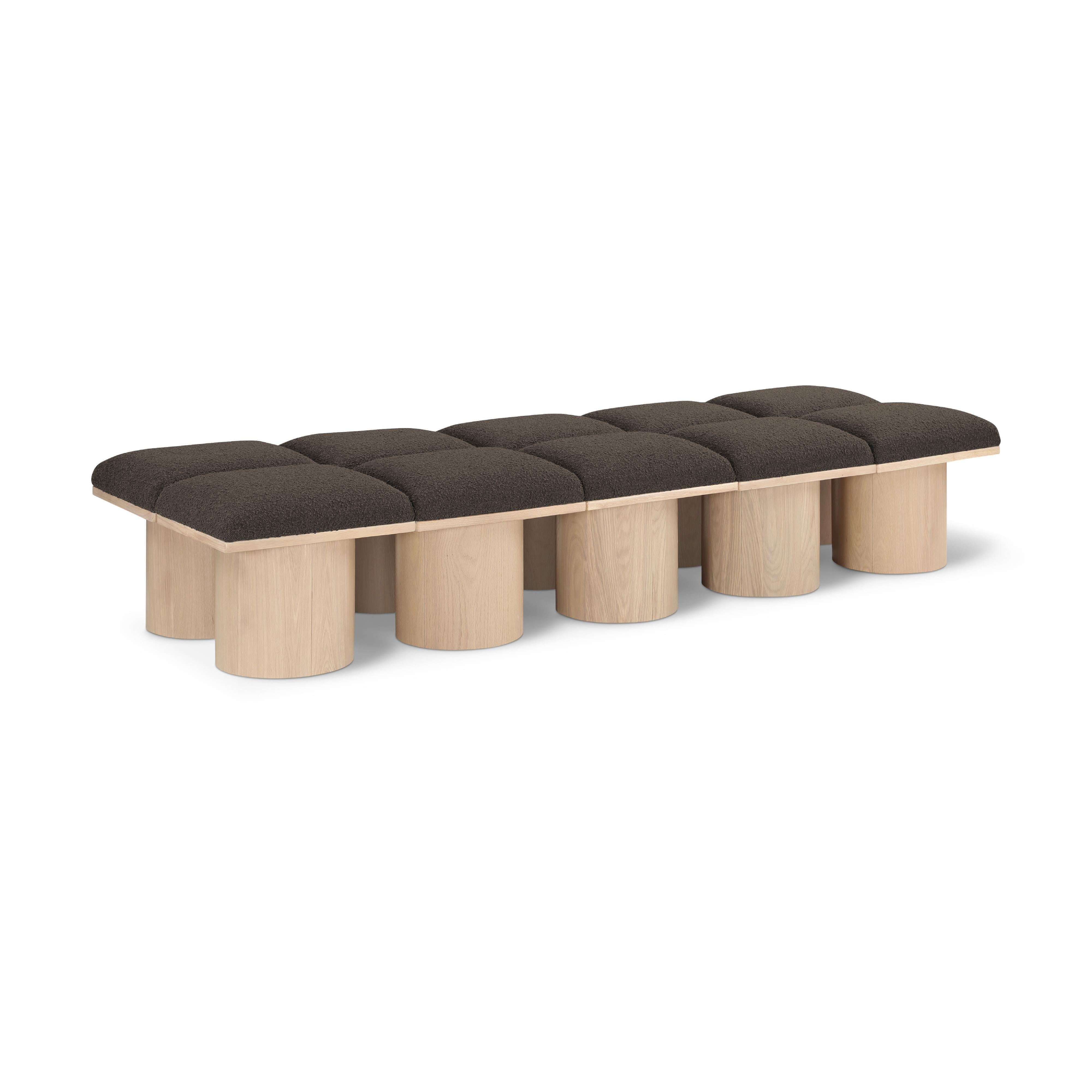 Meridian Pavilion Brown Boucle Fabric Bench