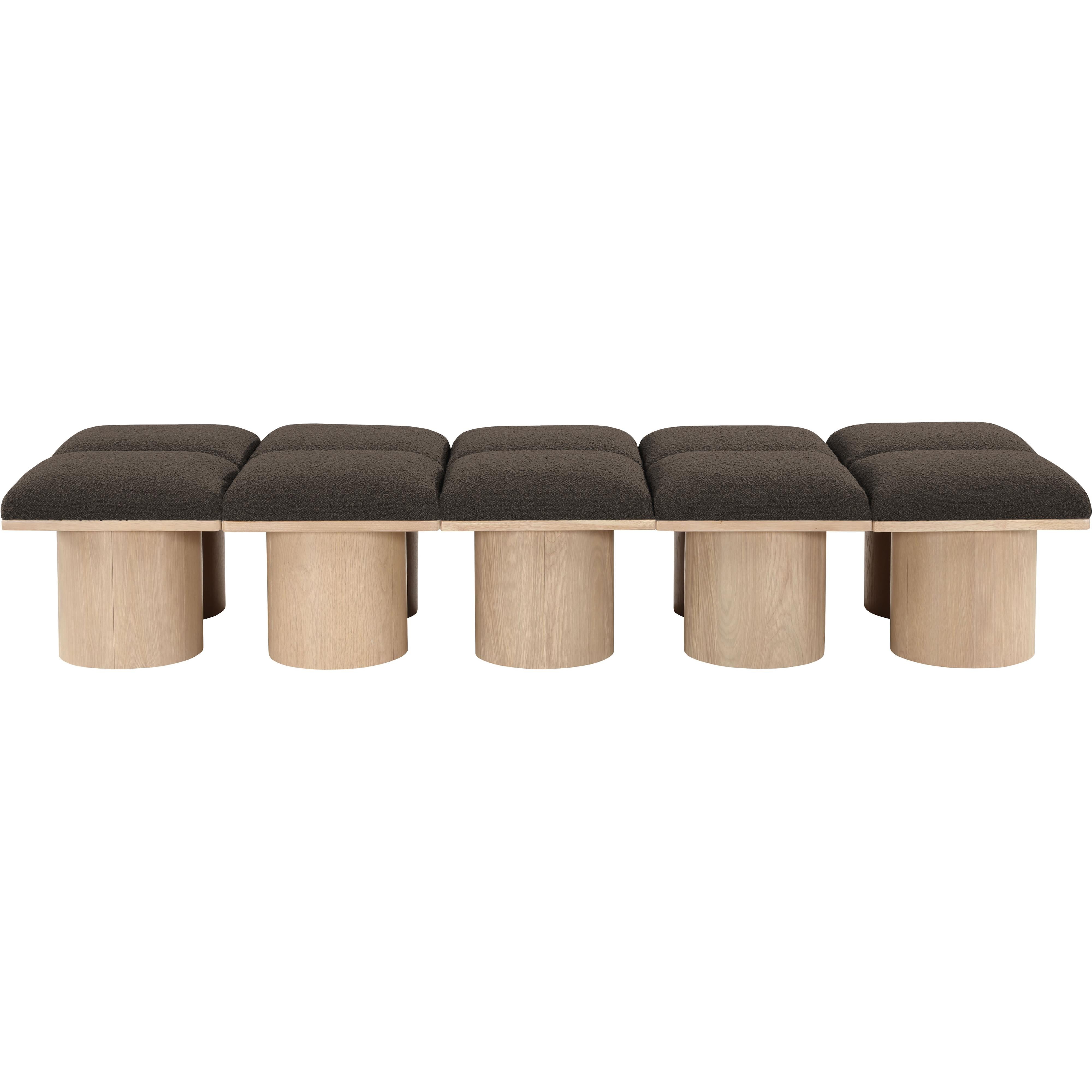 Meridian Pavilion Brown Boucle Fabric Bench