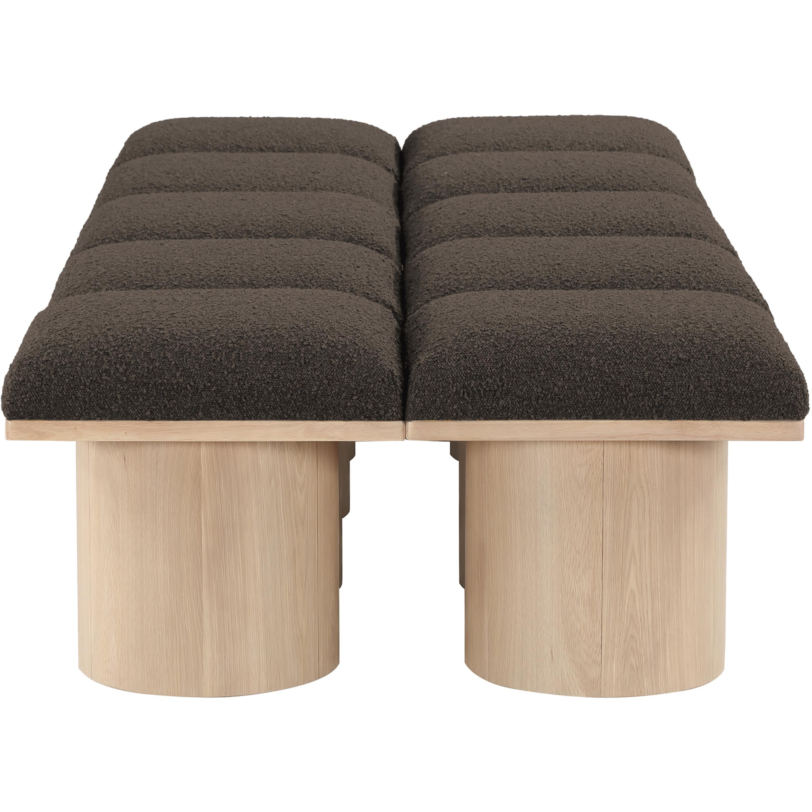 Meridian Pavilion Brown Boucle Fabric Bench