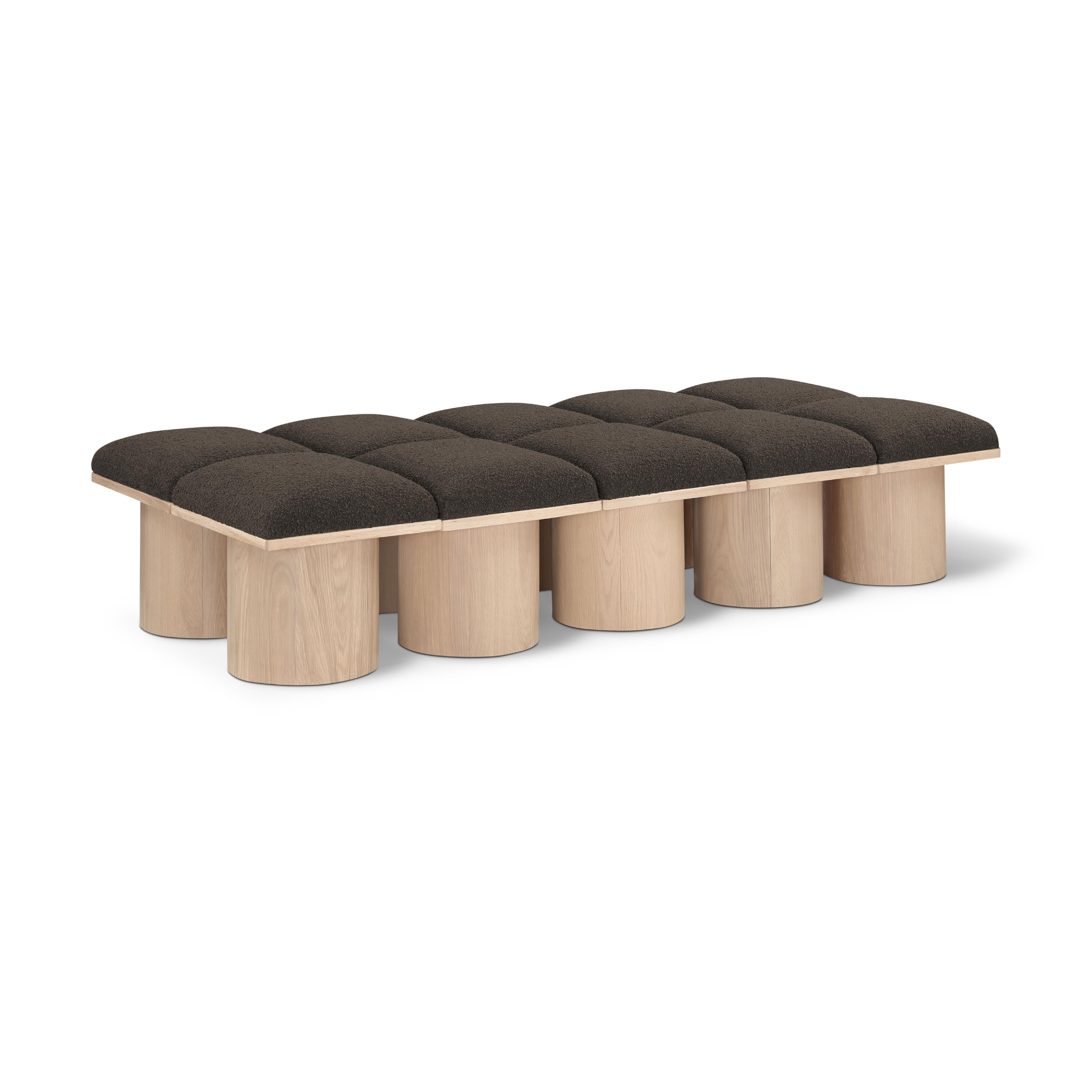 Meridian Pavilion Brown Boucle Fabric Bench