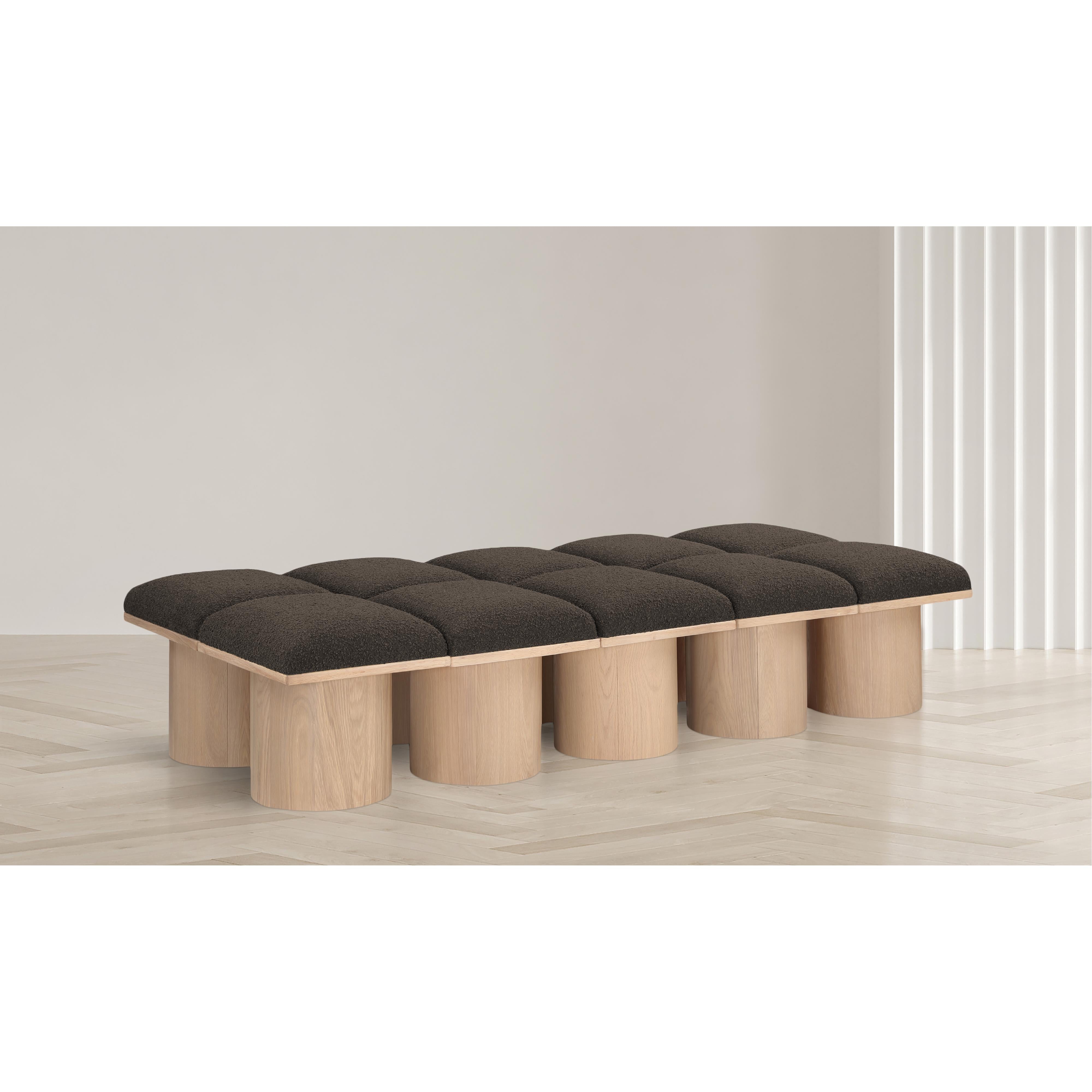 Meridian Pavilion Brown Boucle Fabric Bench
