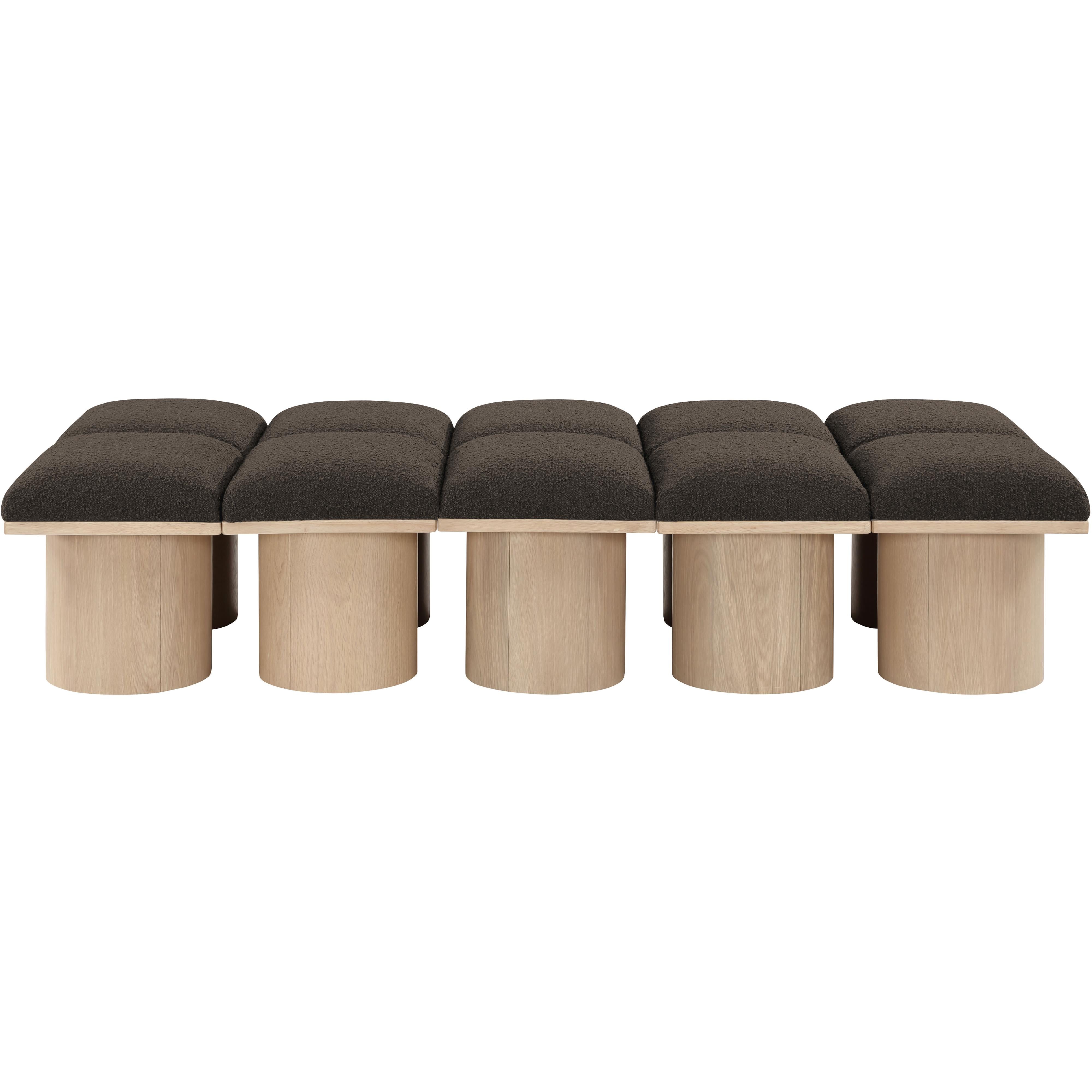 Meridian Pavilion Brown Boucle Fabric Bench