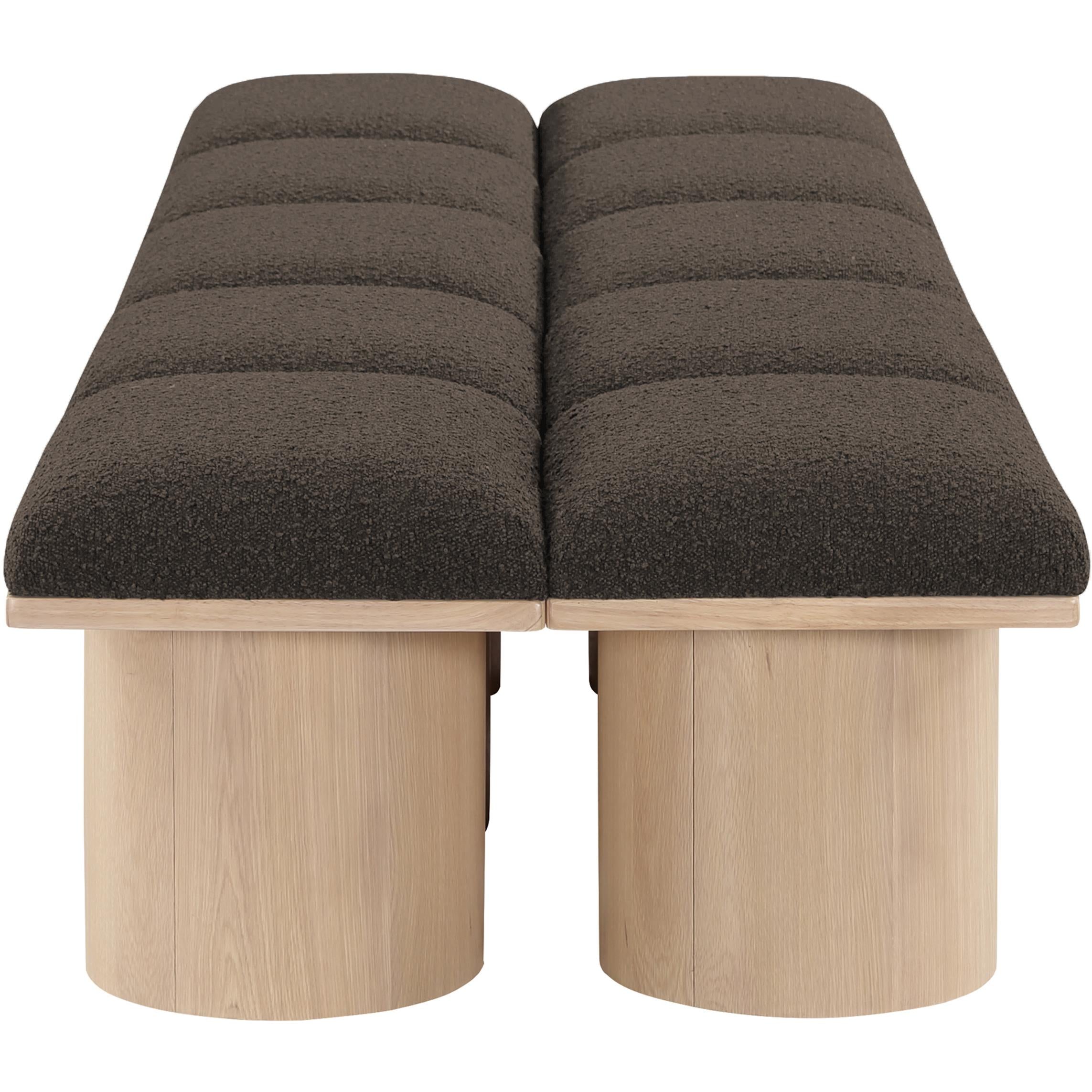 Meridian Pavilion Brown Boucle Fabric Bench