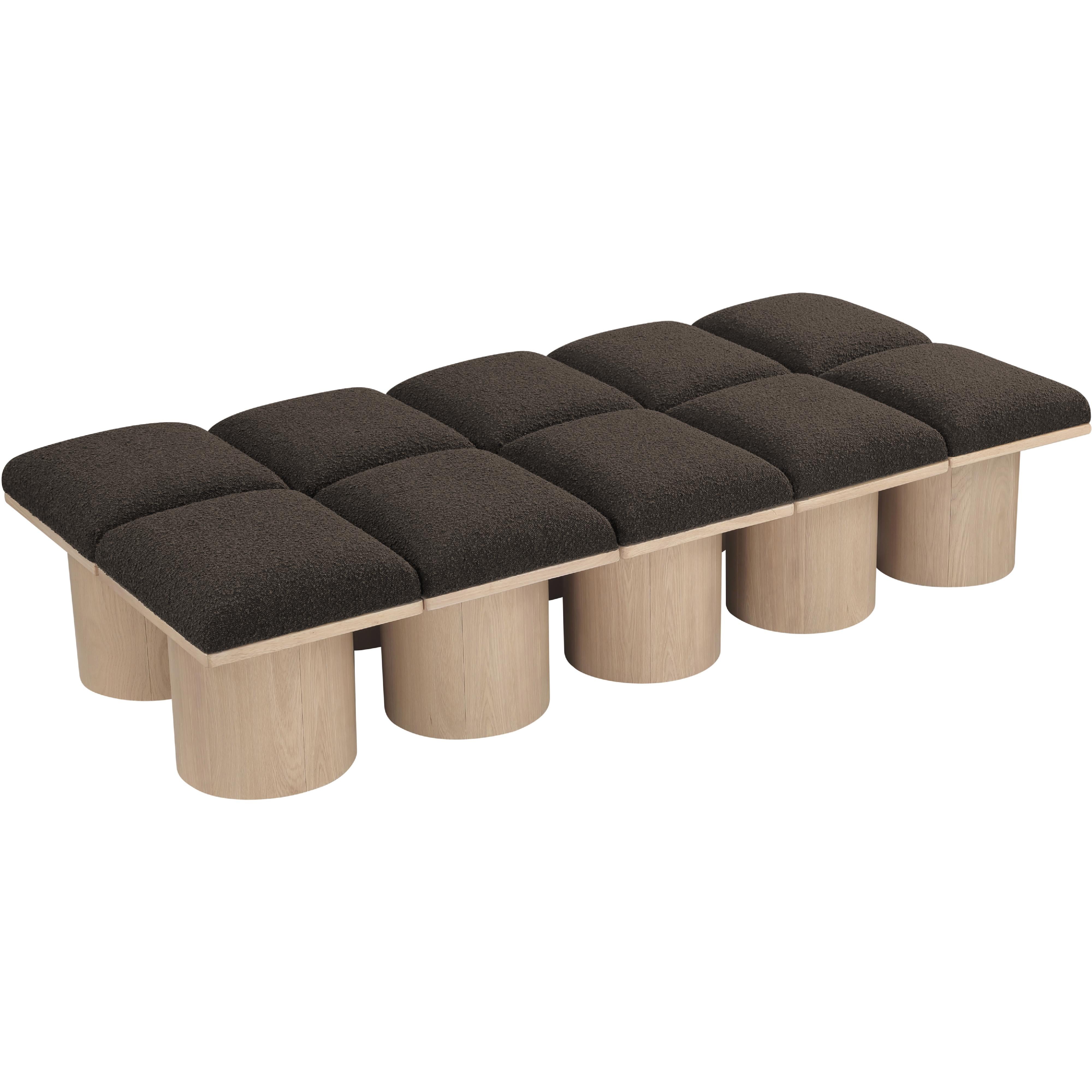 Meridian Pavilion Brown Boucle Fabric Bench
