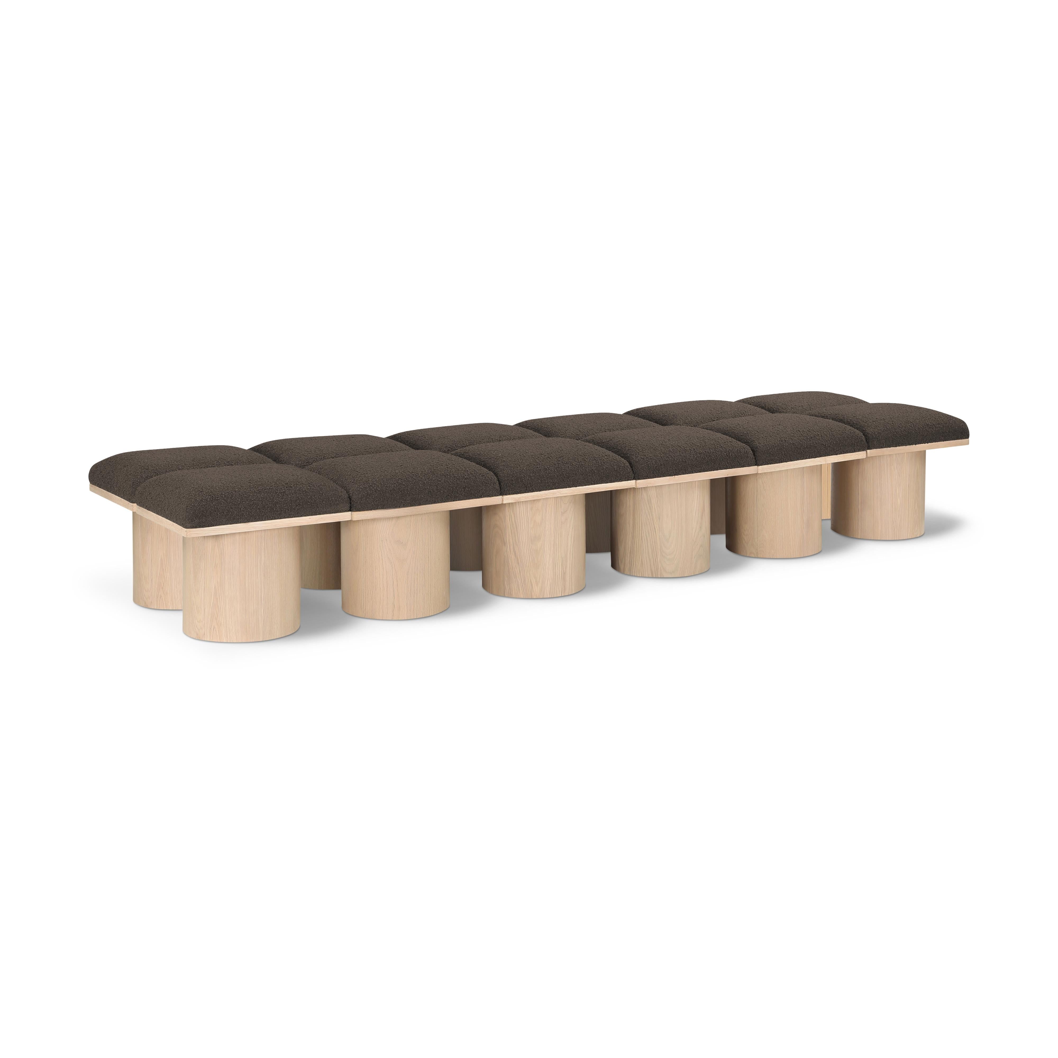 Meridian Pavilion Brown Boucle Fabric Bench