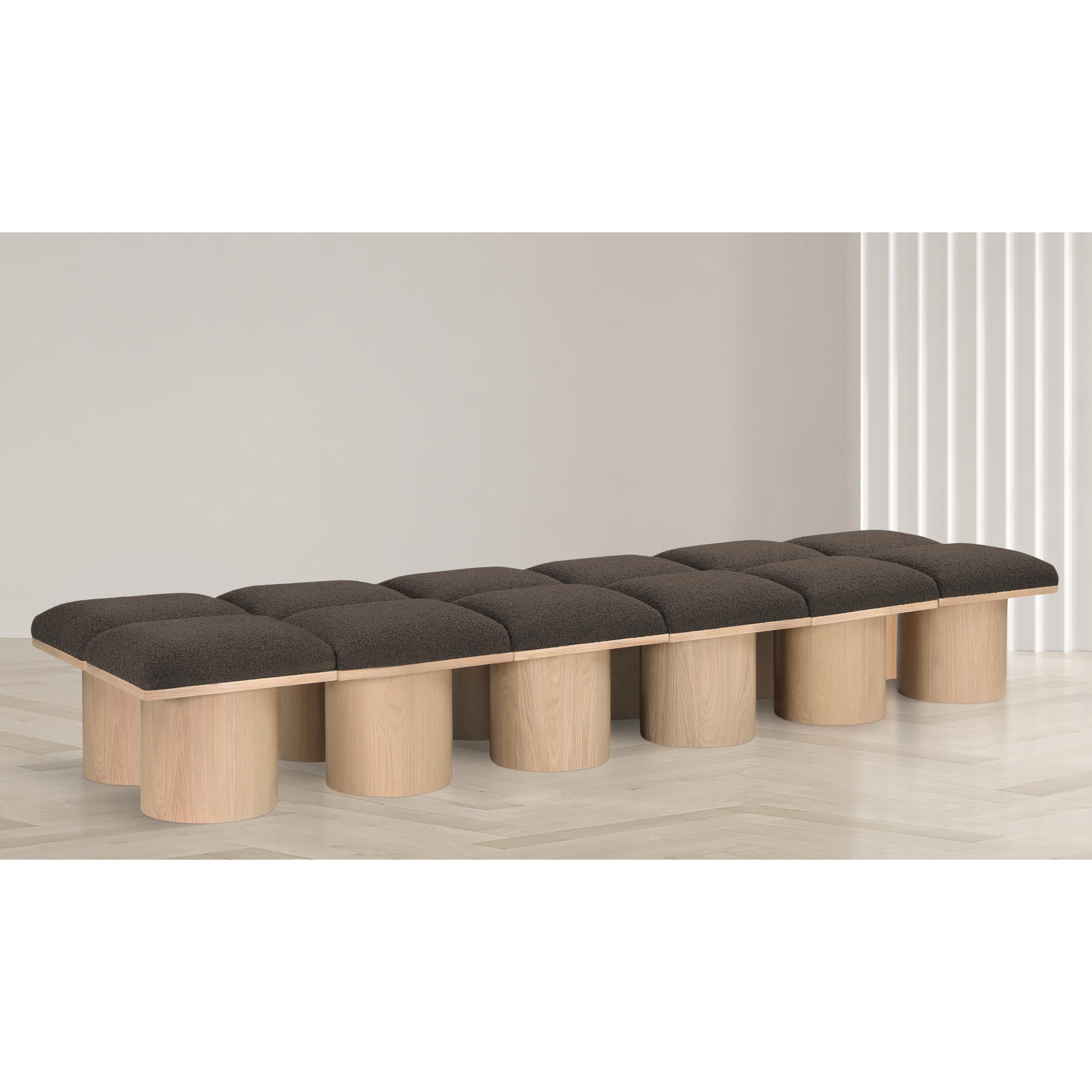 Meridian Pavilion Brown Boucle Fabric Bench