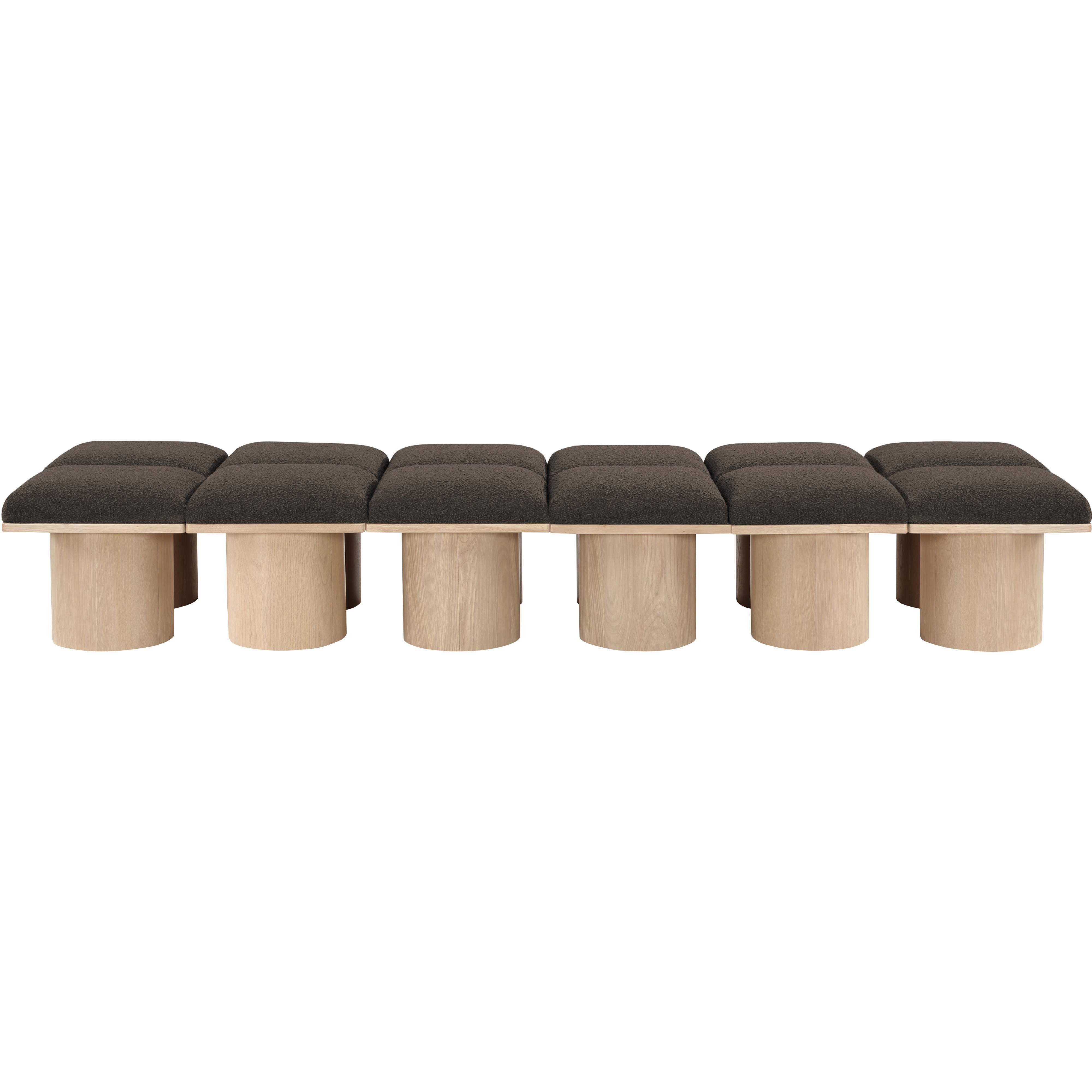 Meridian Pavilion Brown Boucle Fabric Bench