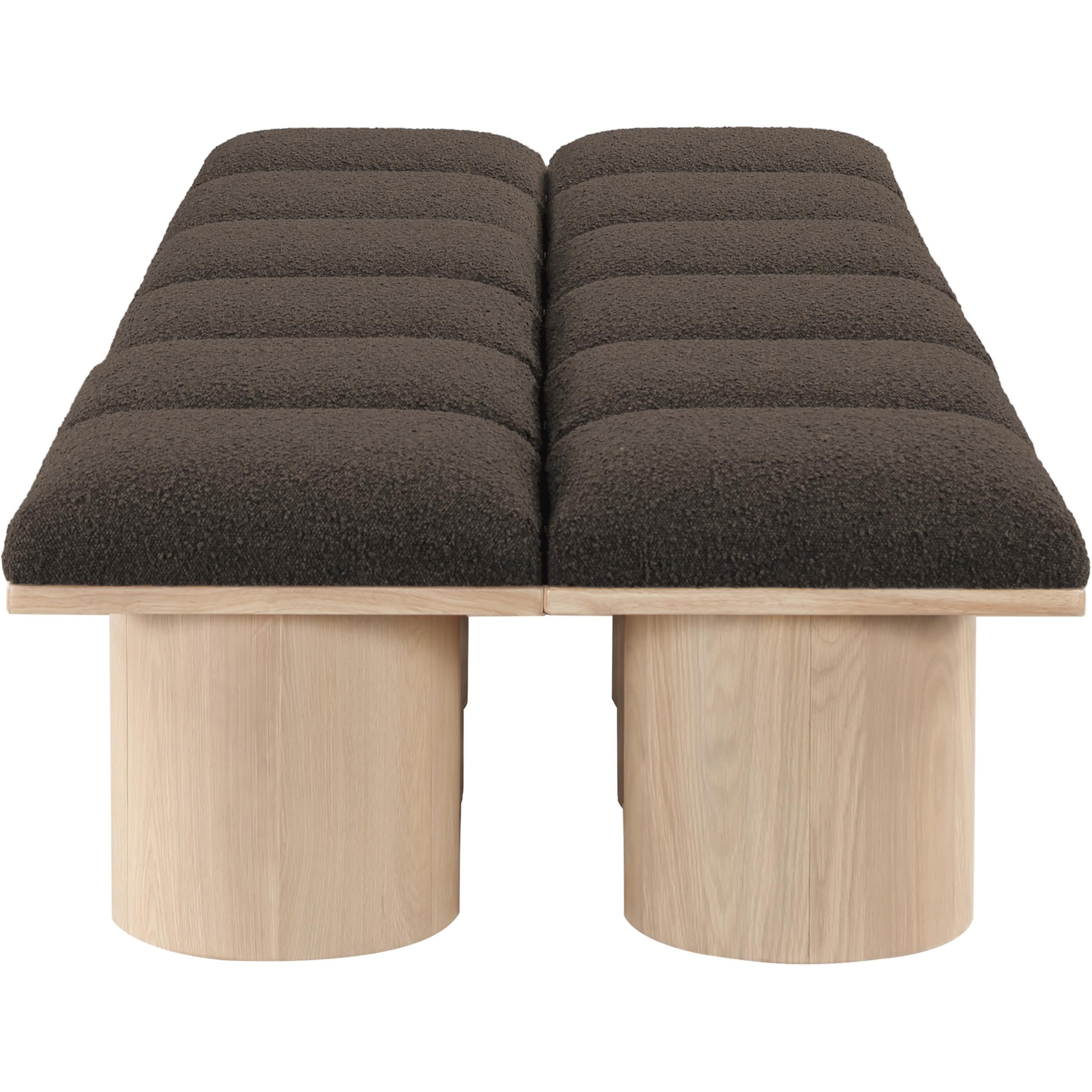 Meridian Pavilion Brown Boucle Fabric Bench