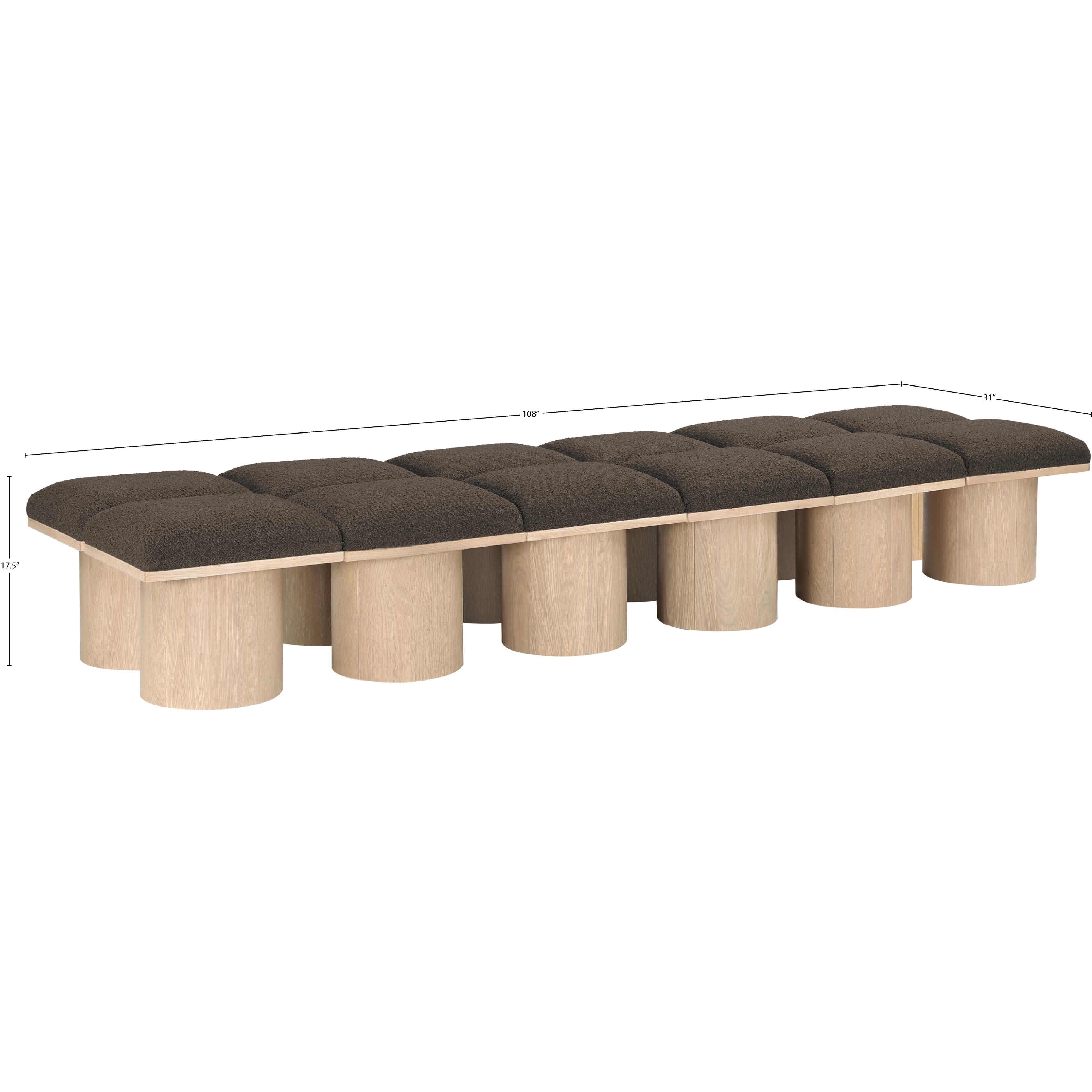 Meridian Pavilion Brown Boucle Fabric Bench