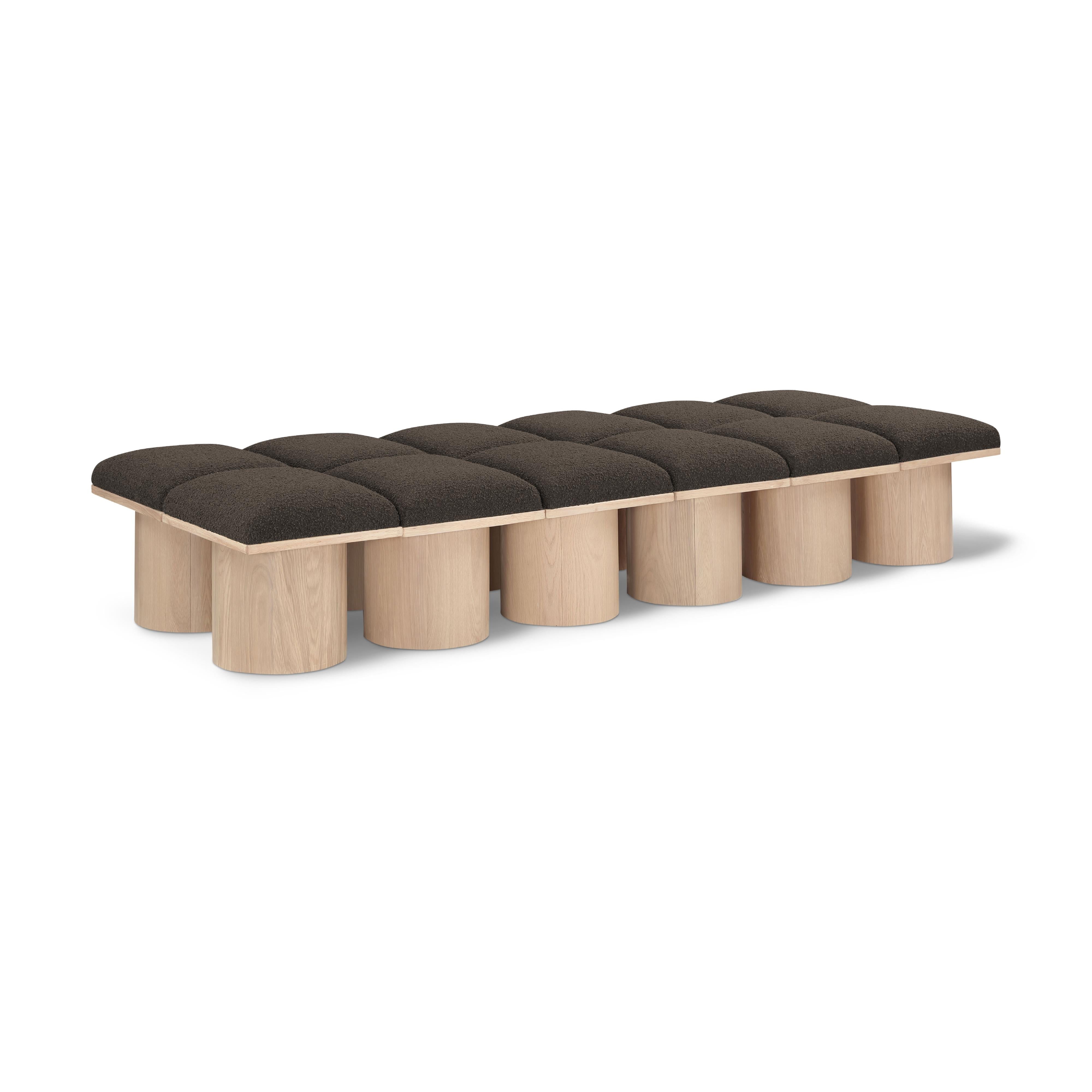 Meridian Pavilion Brown Boucle Fabric Bench