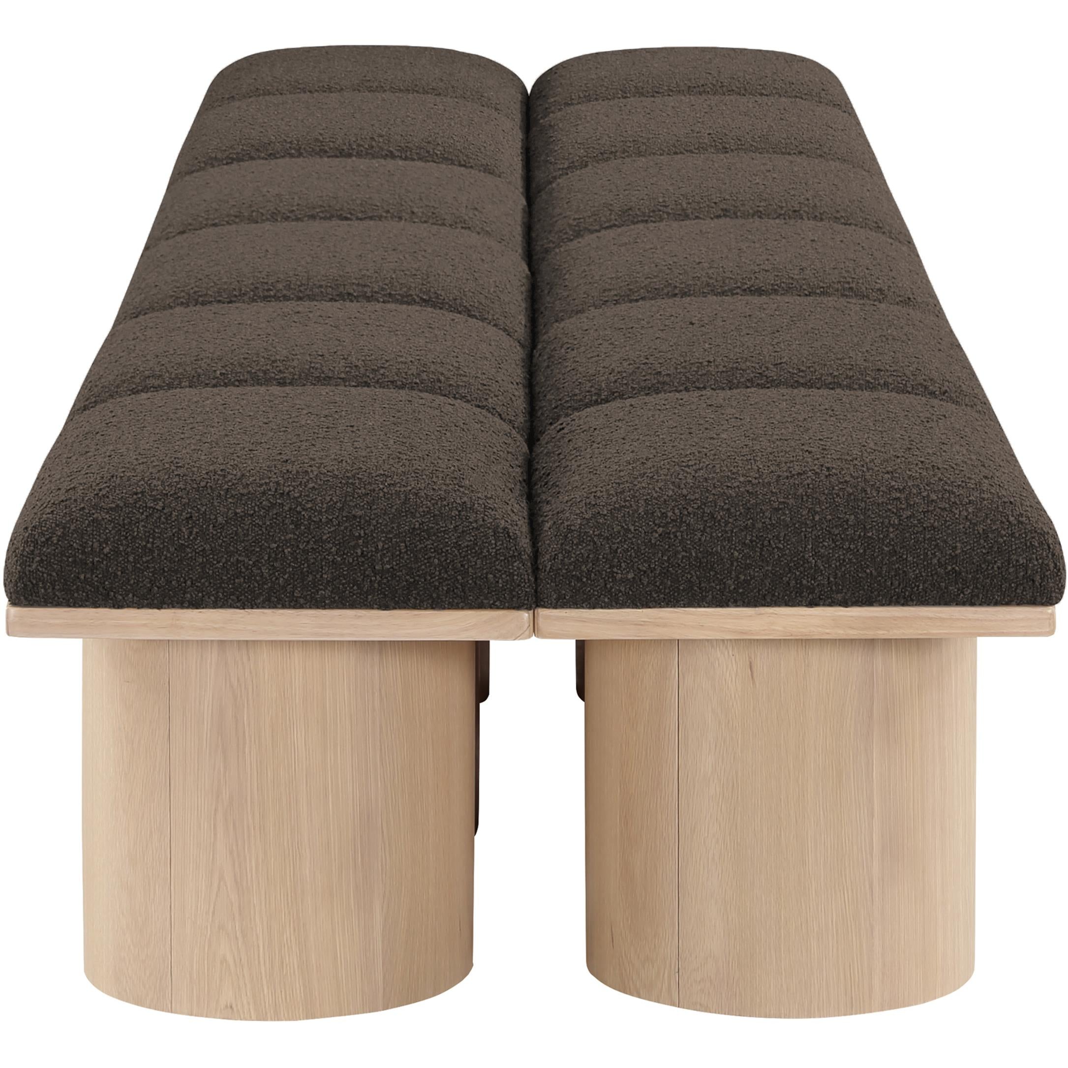 Meridian Pavilion Brown Boucle Fabric Bench