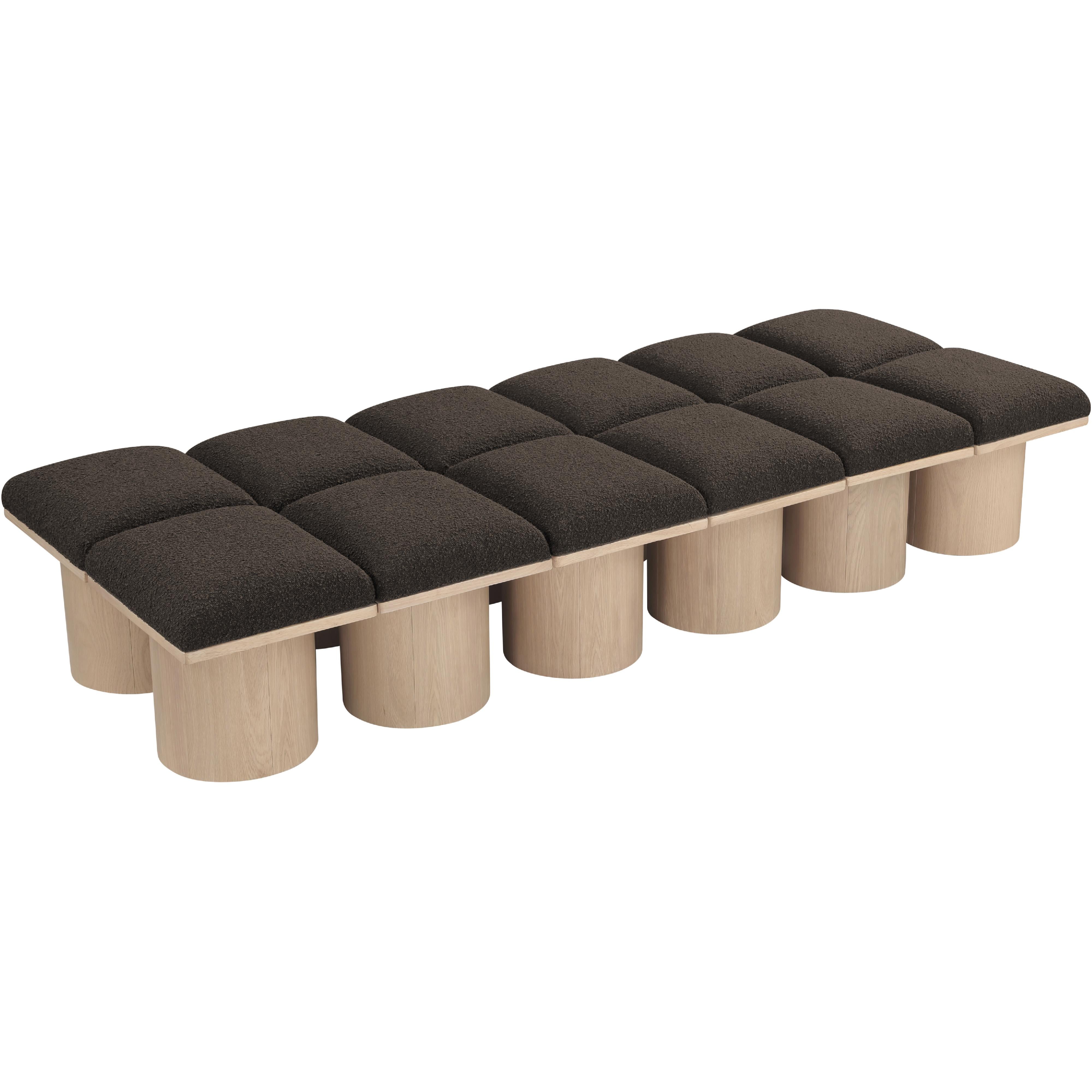 Meridian Pavilion Brown Boucle Fabric Bench
