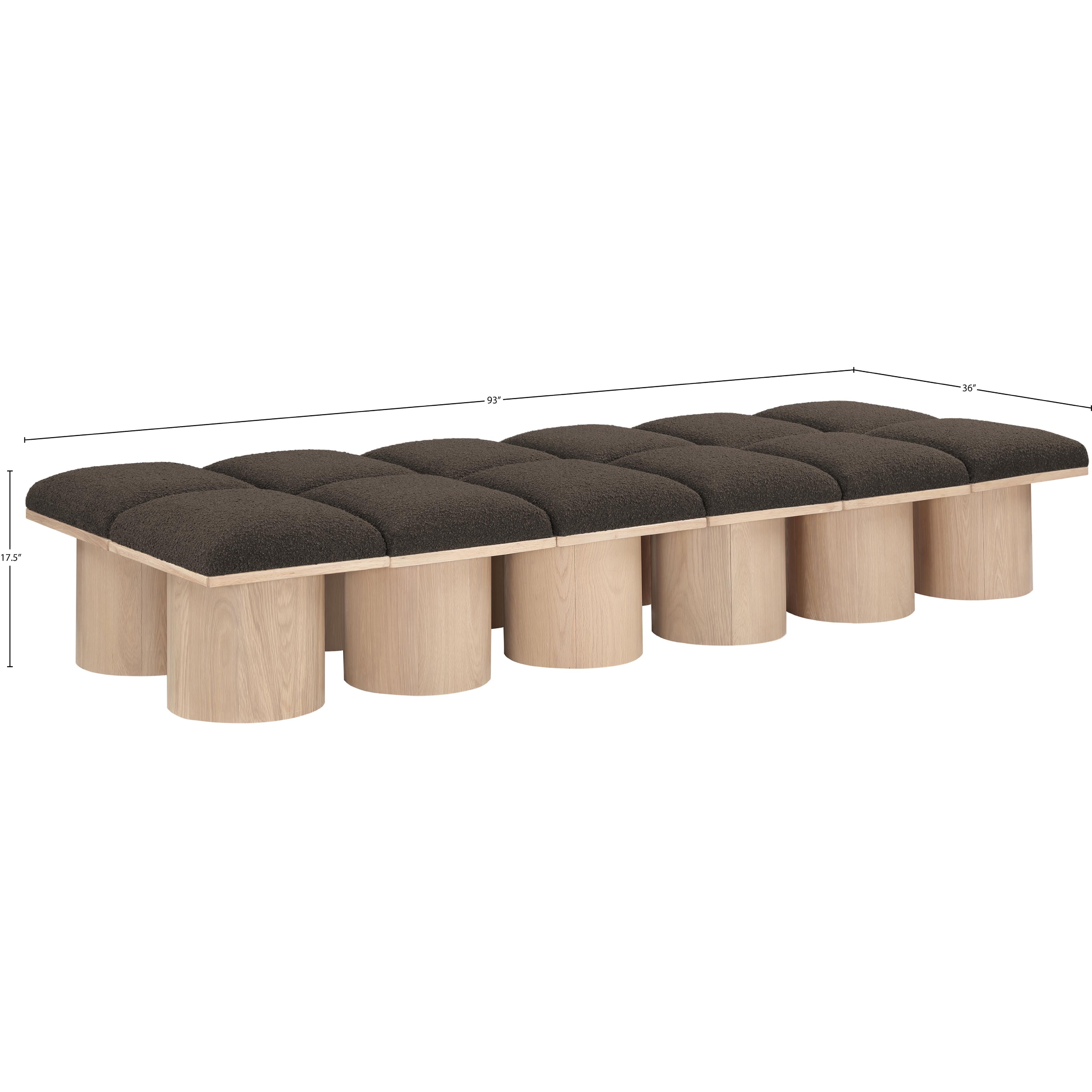 Meridian Pavilion Brown Boucle Fabric Bench
