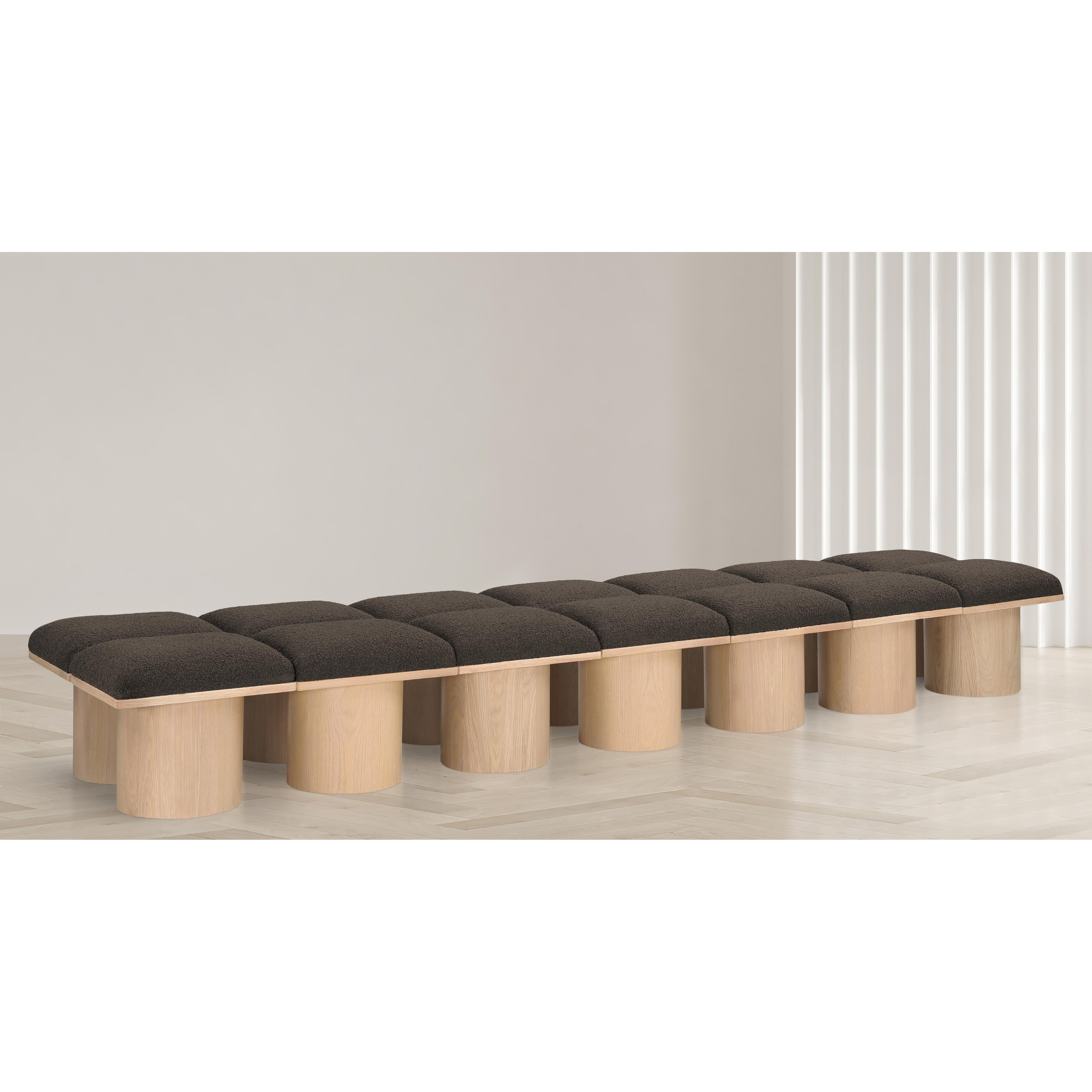 Meridian Pavilion Brown Boucle Fabric Bench