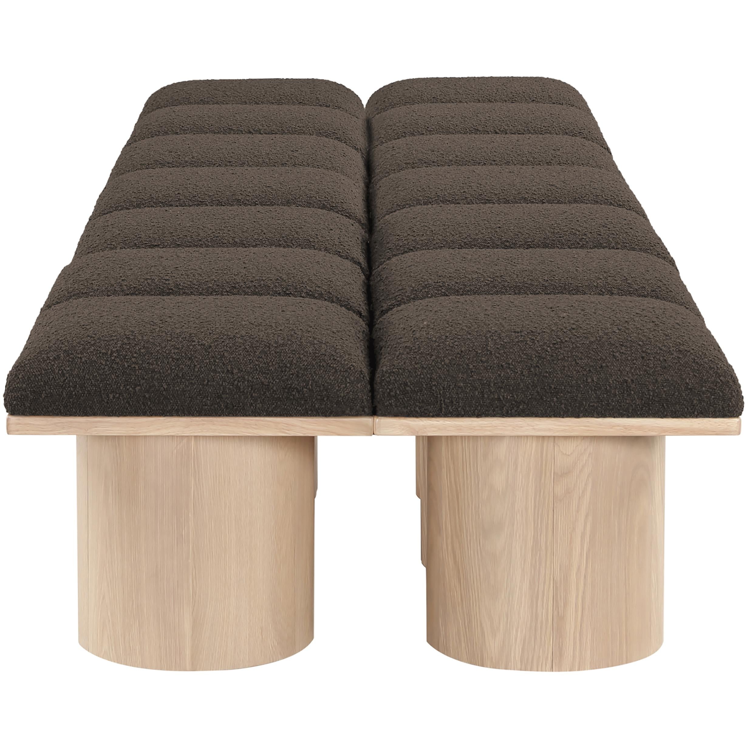 Meridian Pavilion Brown Boucle Fabric Bench