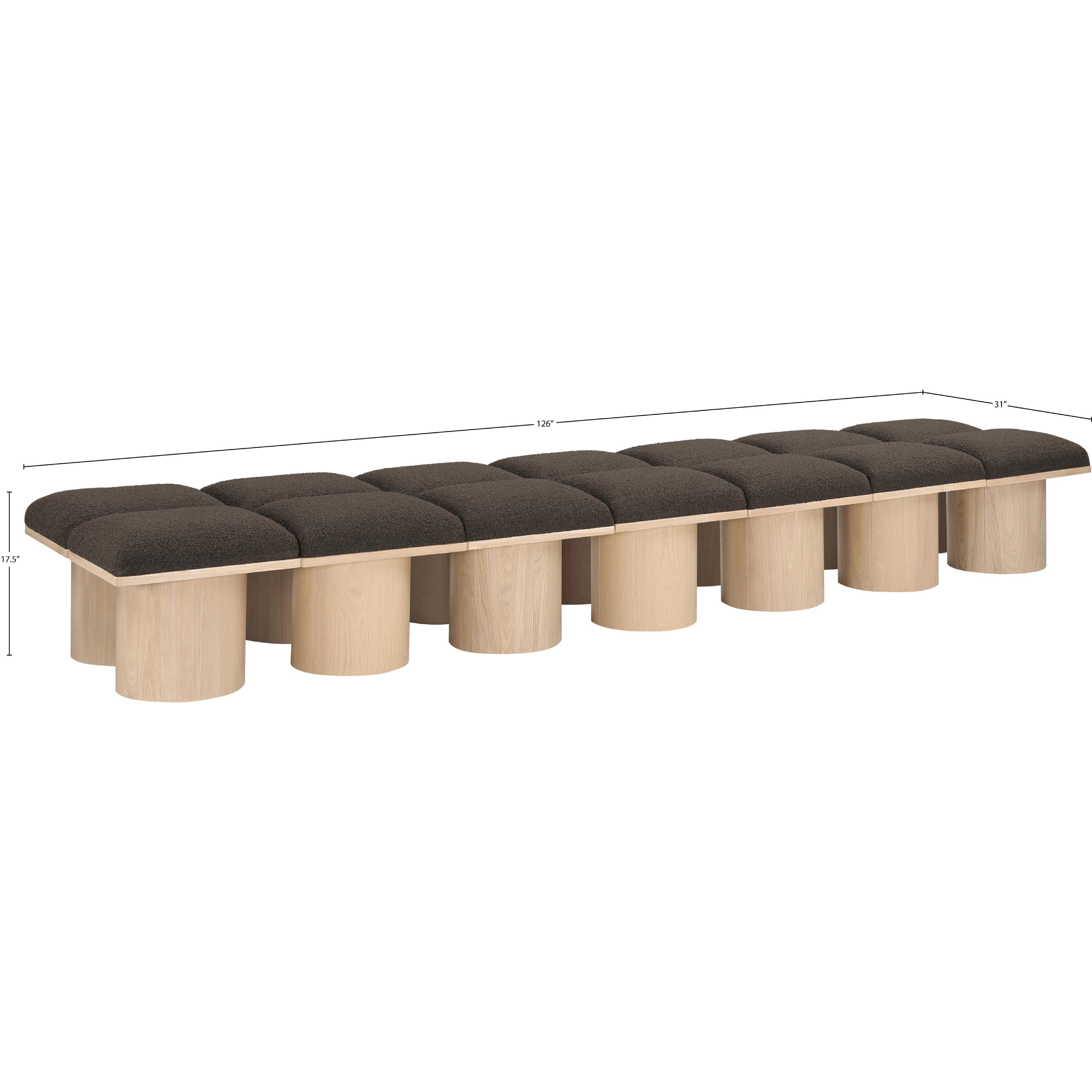 Meridian Pavilion Brown Boucle Fabric Bench