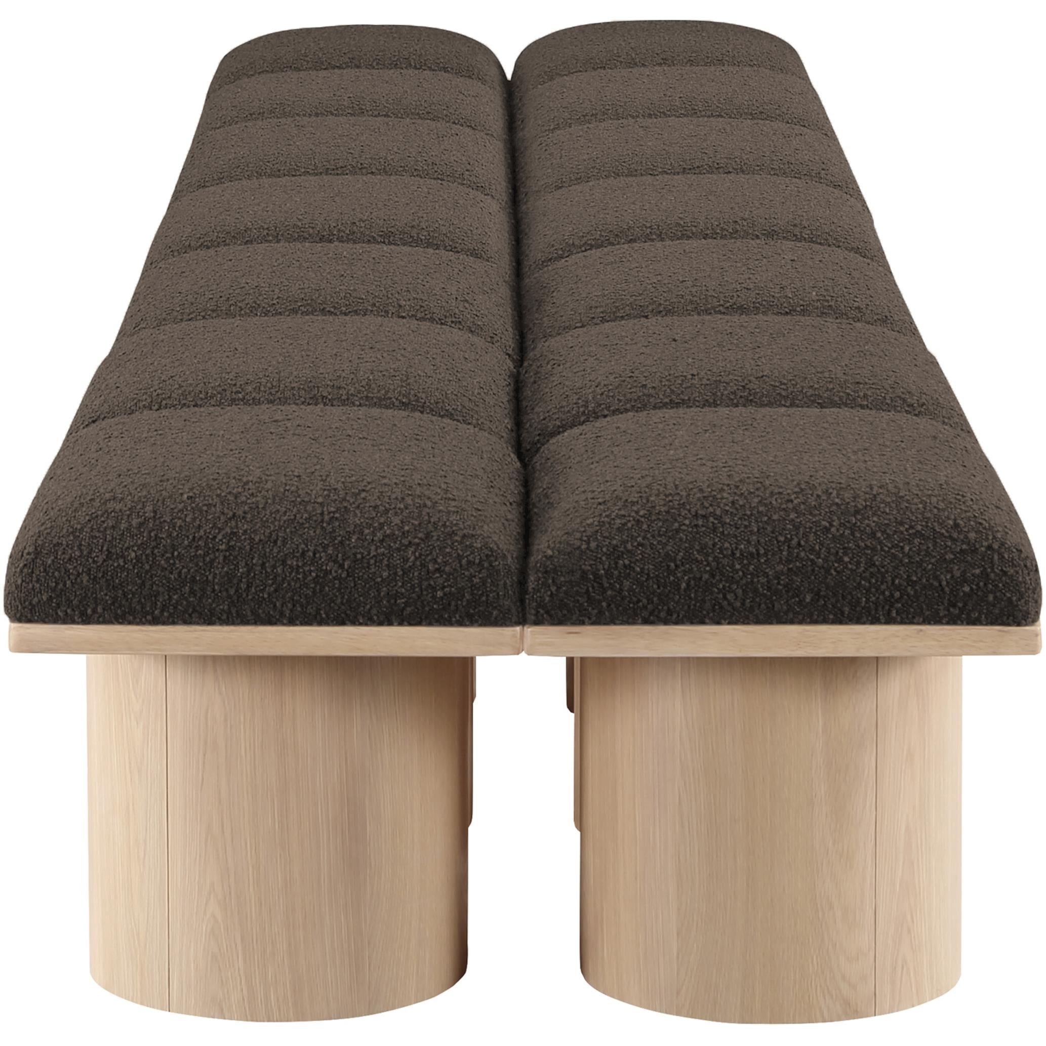 Meridian Pavilion Brown Boucle Fabric Bench