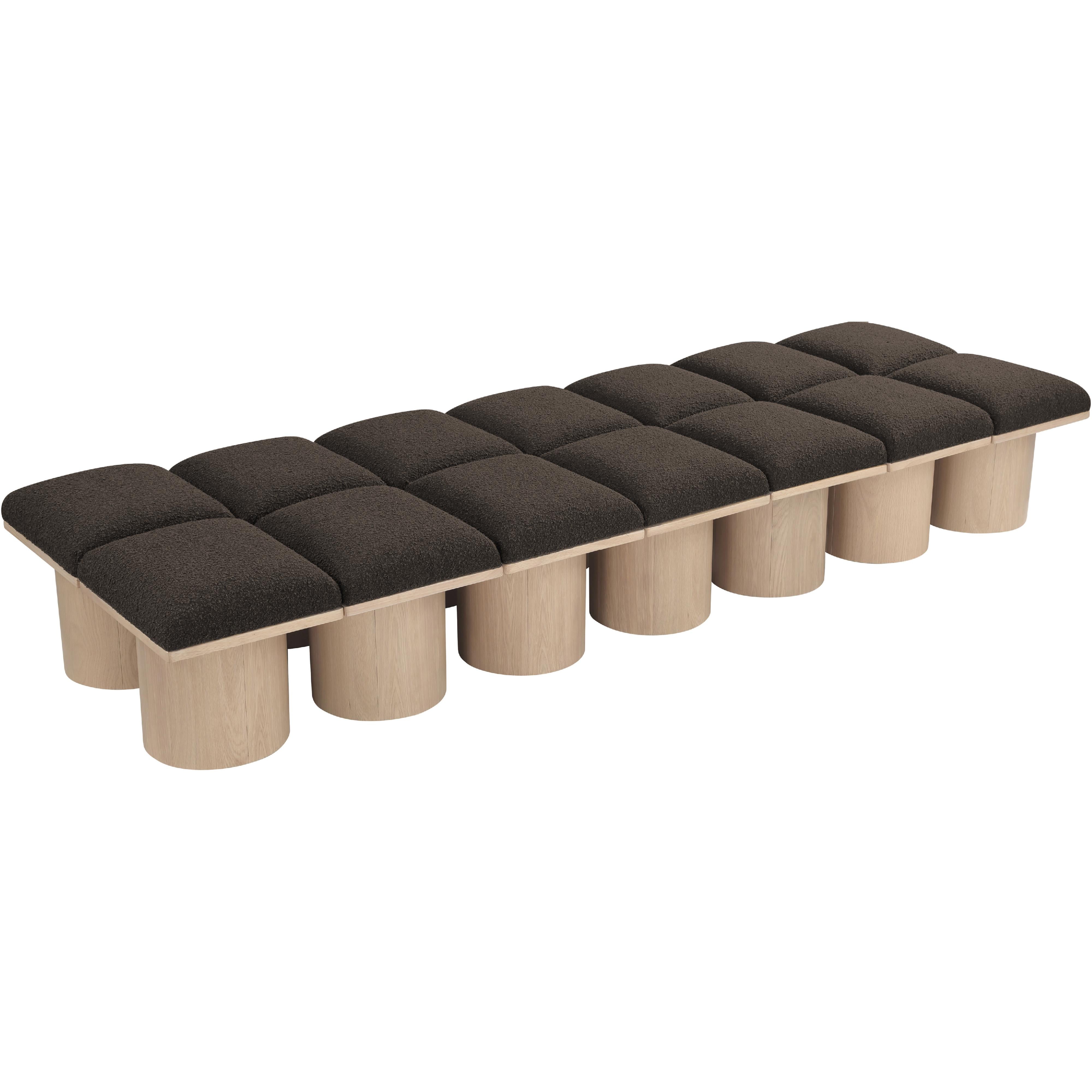 Meridian Pavilion Brown Boucle Fabric Bench