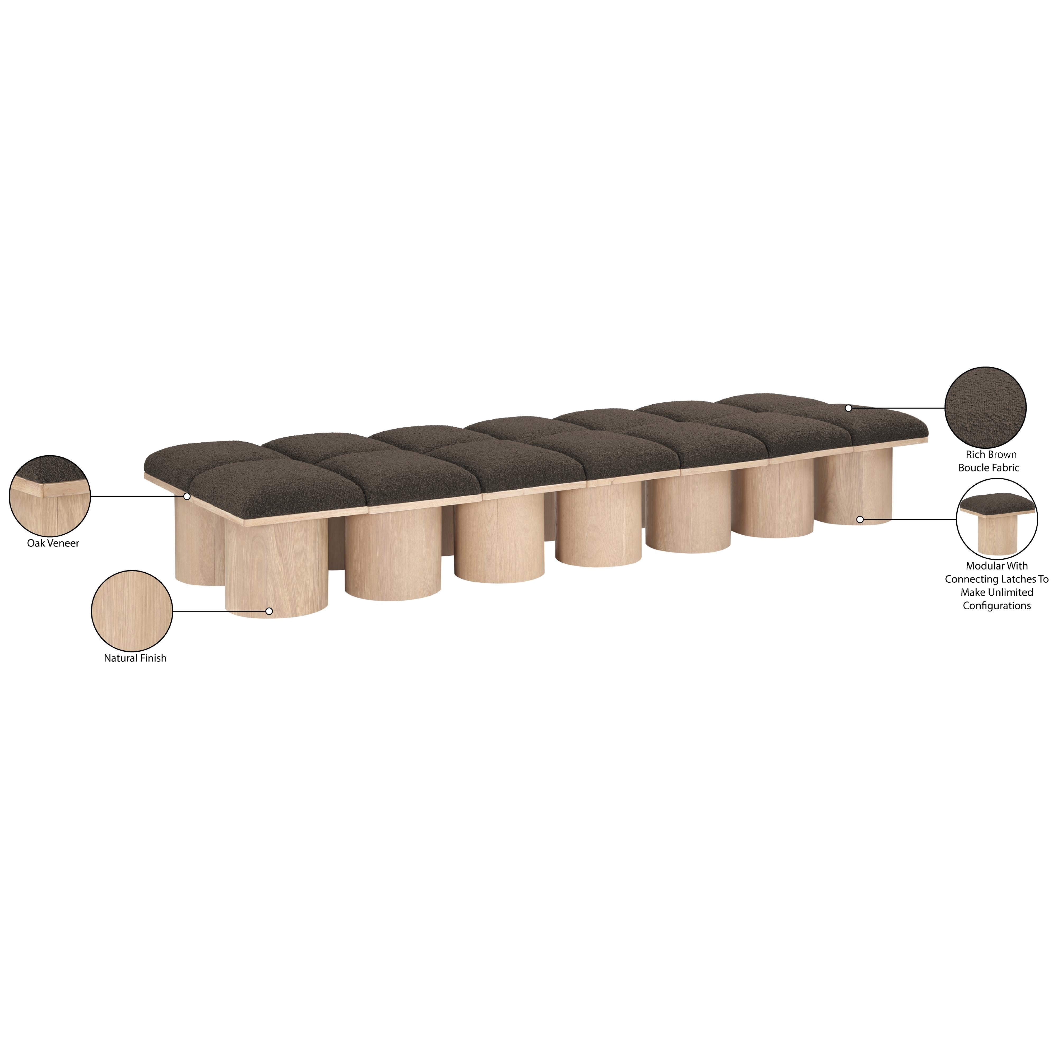 Meridian Pavilion Brown Boucle Fabric Bench