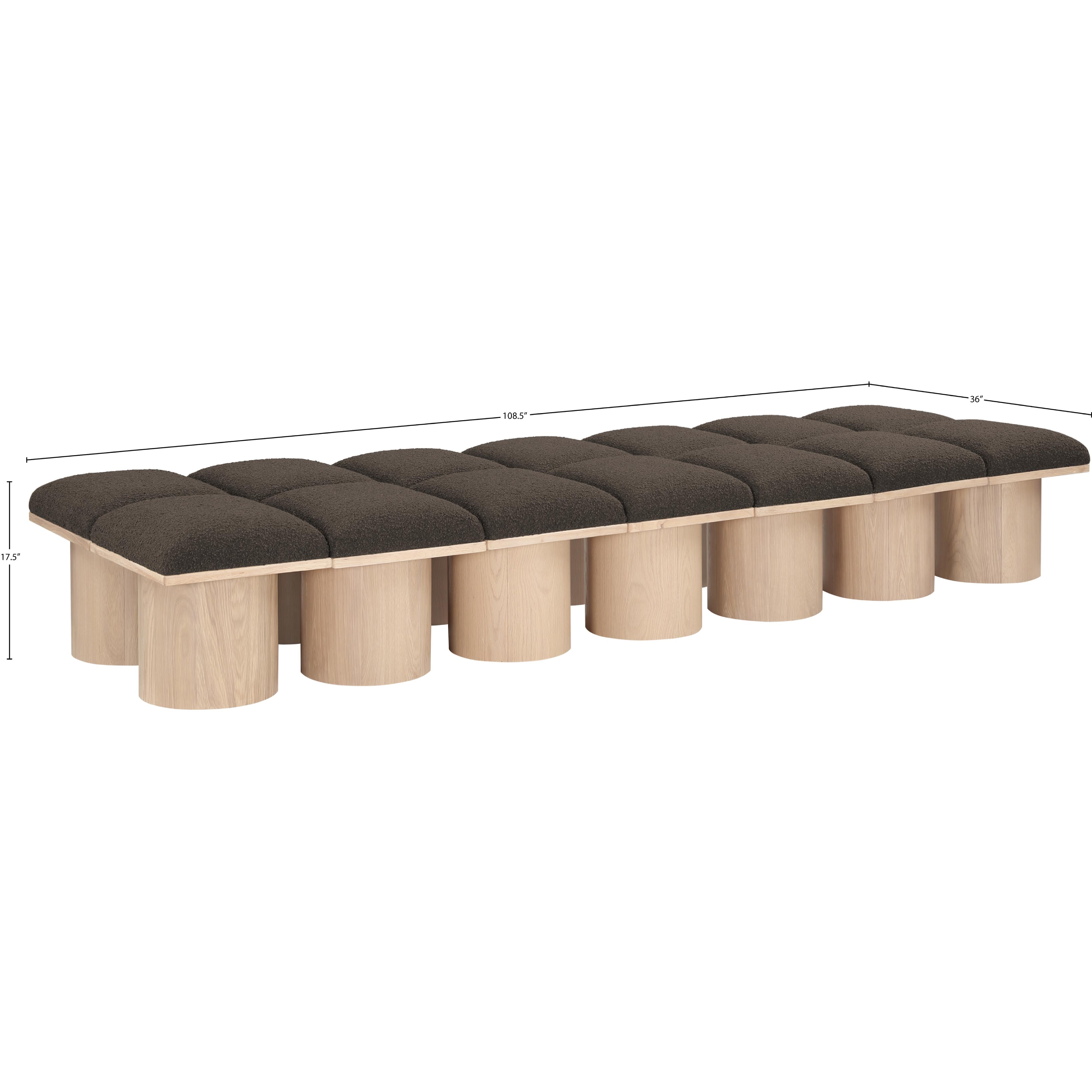 Meridian Pavilion Brown Boucle Fabric Bench