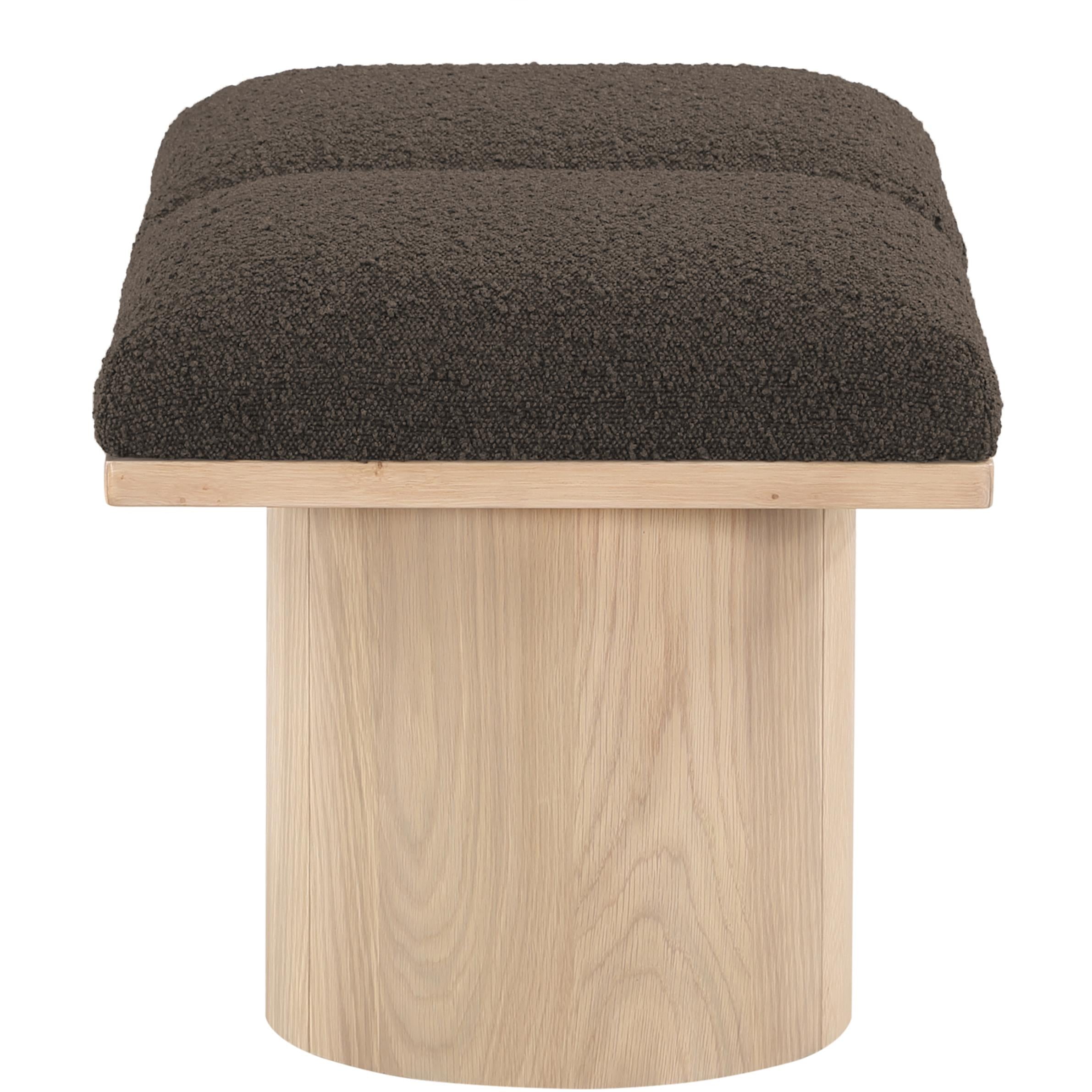 Meridian Pavilion Brown Boucle Fabric Bench