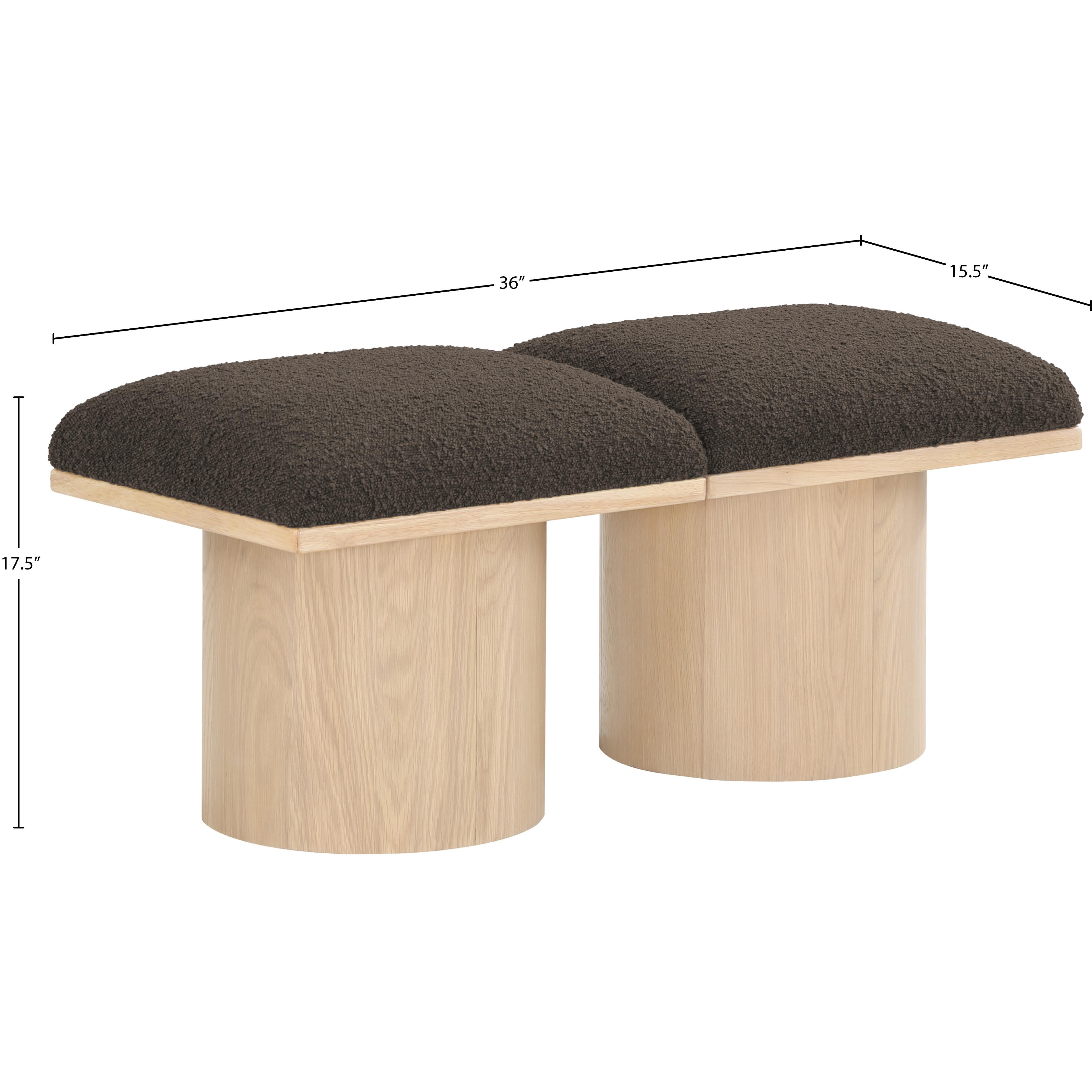 Meridian Pavilion Brown Boucle Fabric Bench