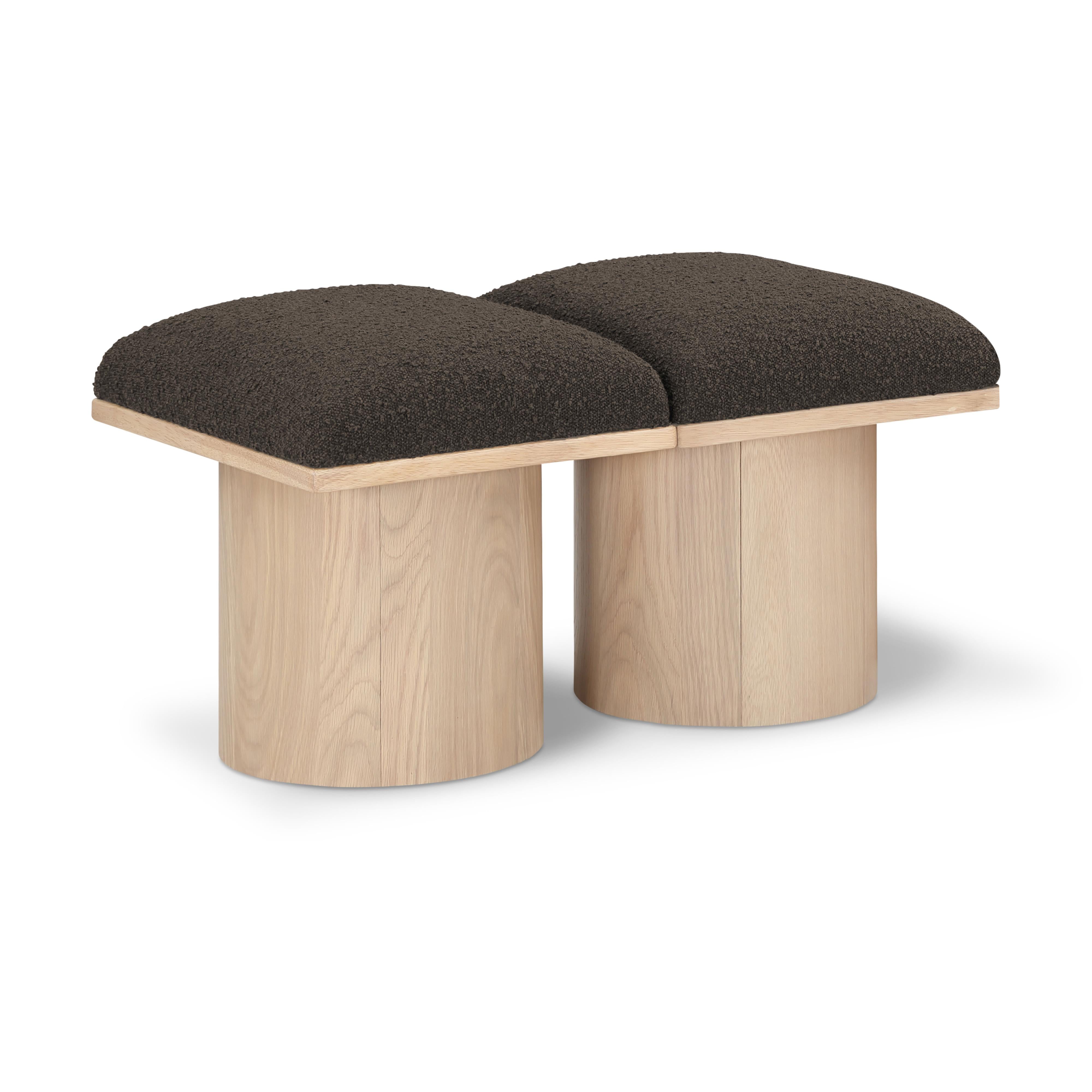 Meridian Pavilion Brown Boucle Fabric Bench