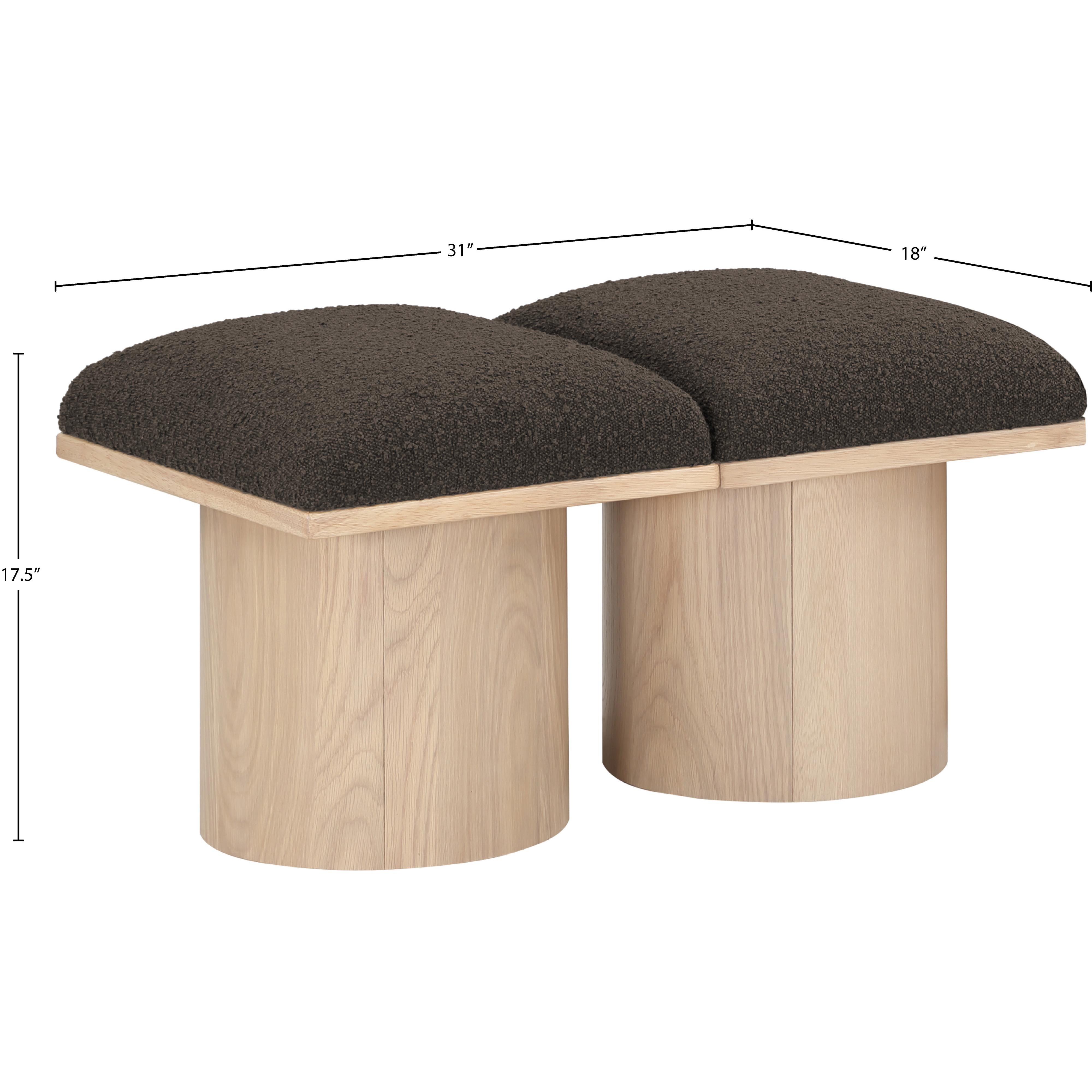 Meridian Pavilion Brown Boucle Fabric Bench