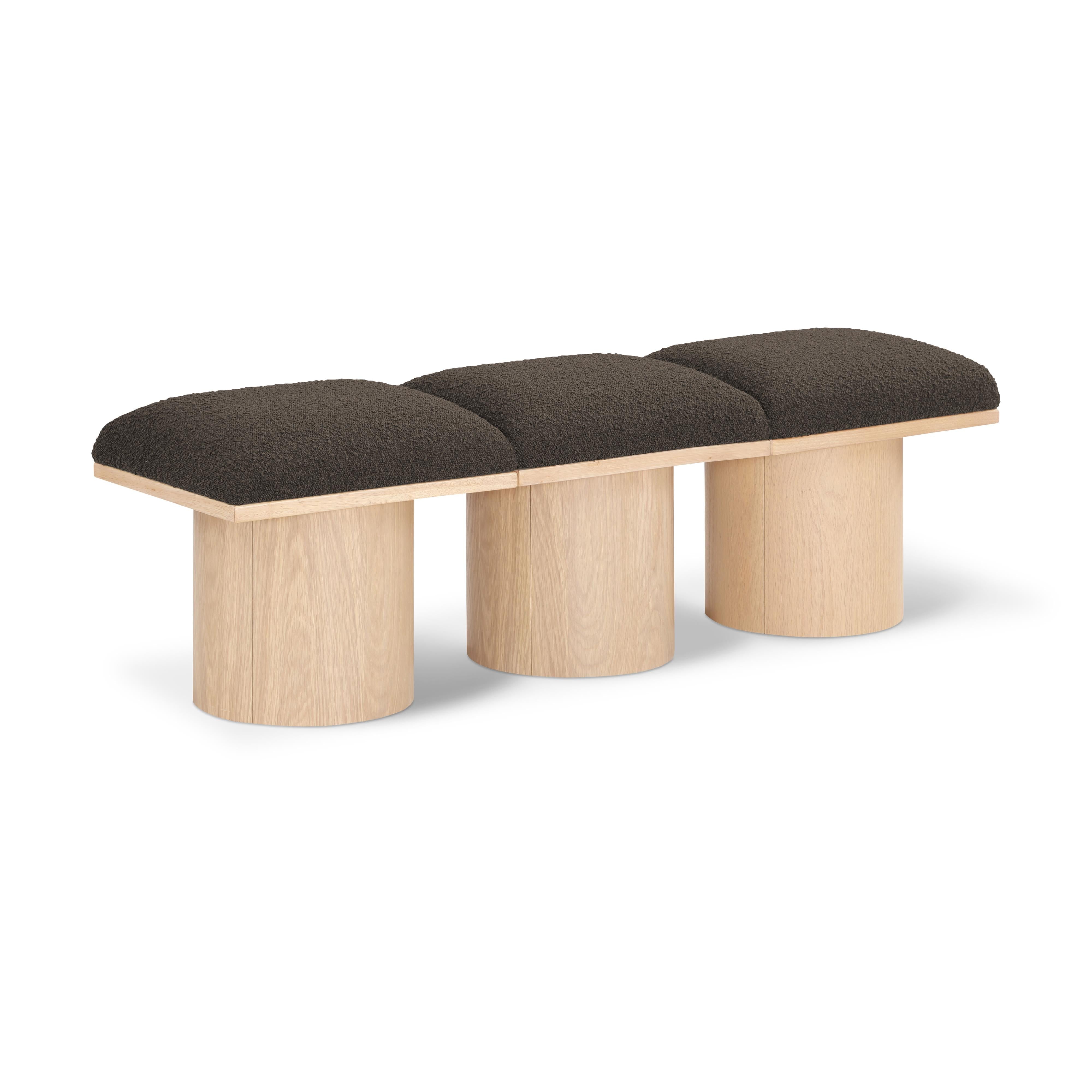 Meridian Pavilion Brown Boucle Fabric Bench